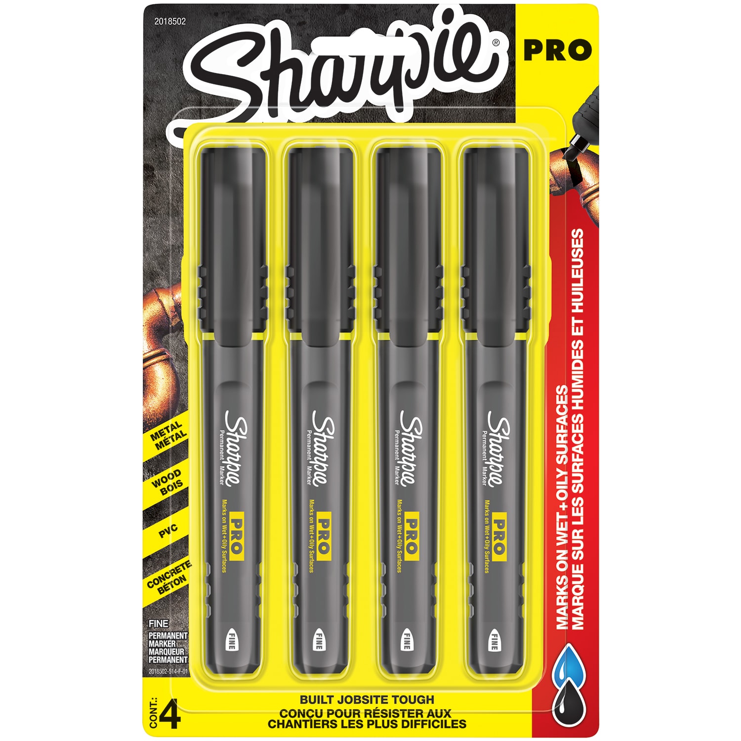 Sharpie Pro Felt Tip Permanent Markers Black Fine Tip Pk Grand Toy