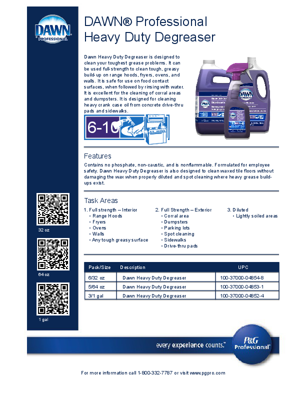 Dawn Professional HeavyDuty Degreaser, ReadyToUse, 3.78 L Grand & Toy