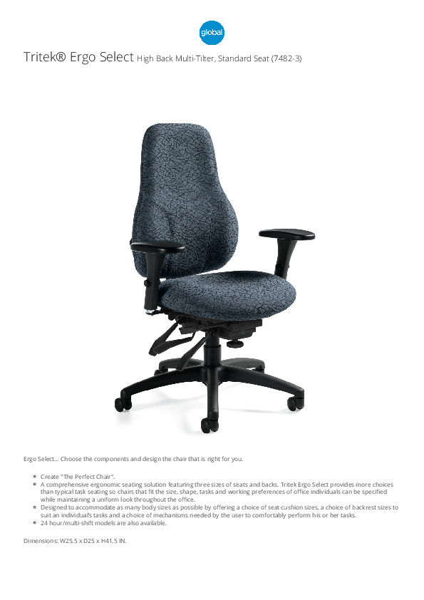 Global Tritek ErgoSelect MultiTilter HighBack Ergonomic Chair