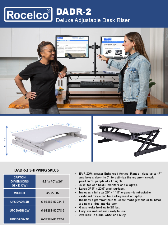 Rocelco deluxe deals adjustable desk riser