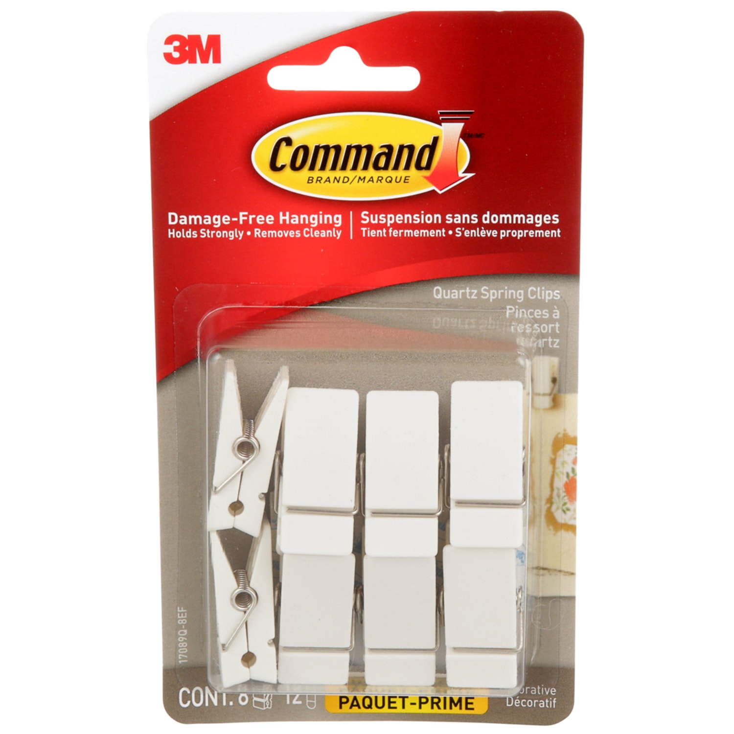 Command Indoor Spring Clips, Small Size, White Quartz, 7 1/2 lb