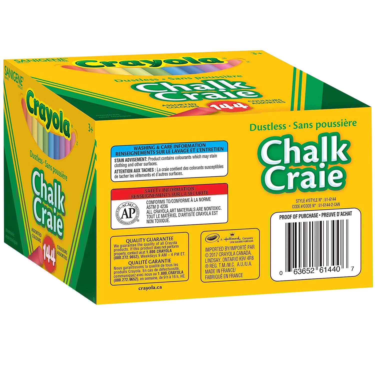 Crayola Dustless Chalk, Assorted Colours, 144/BX Grand & Toy