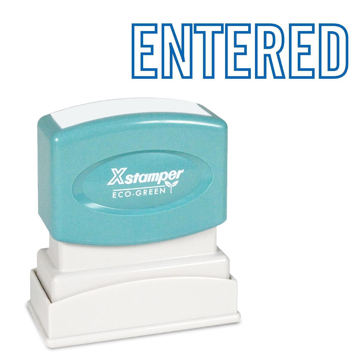 Xstamper Stock Stamp, ENTERED, Blue Ink, 1/2" x 1 5/8" Grand & Toy