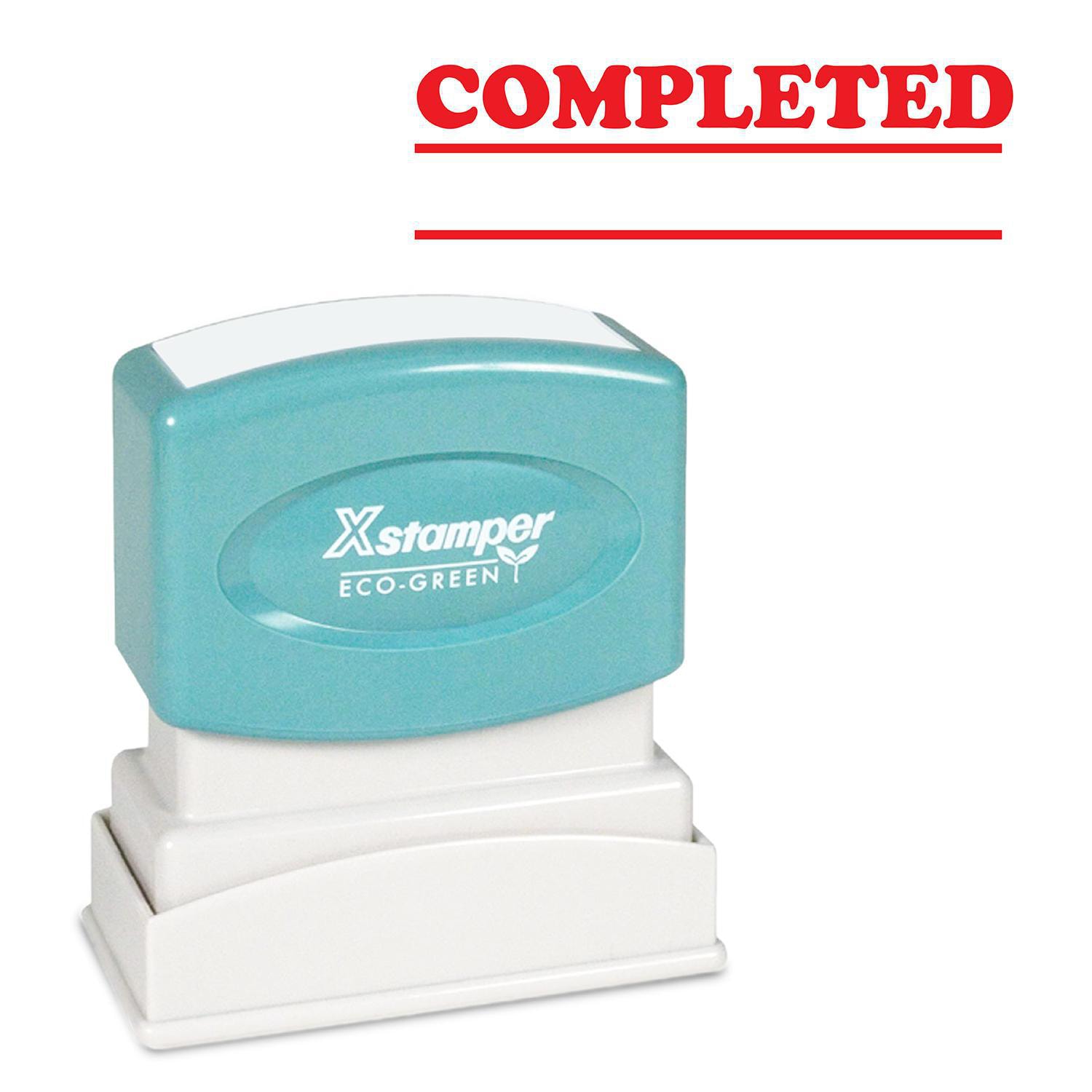 Xstamper Stock Stamp, COMPLETED, Red Ink, 1/2" x 1 5/8" Grand & Toy