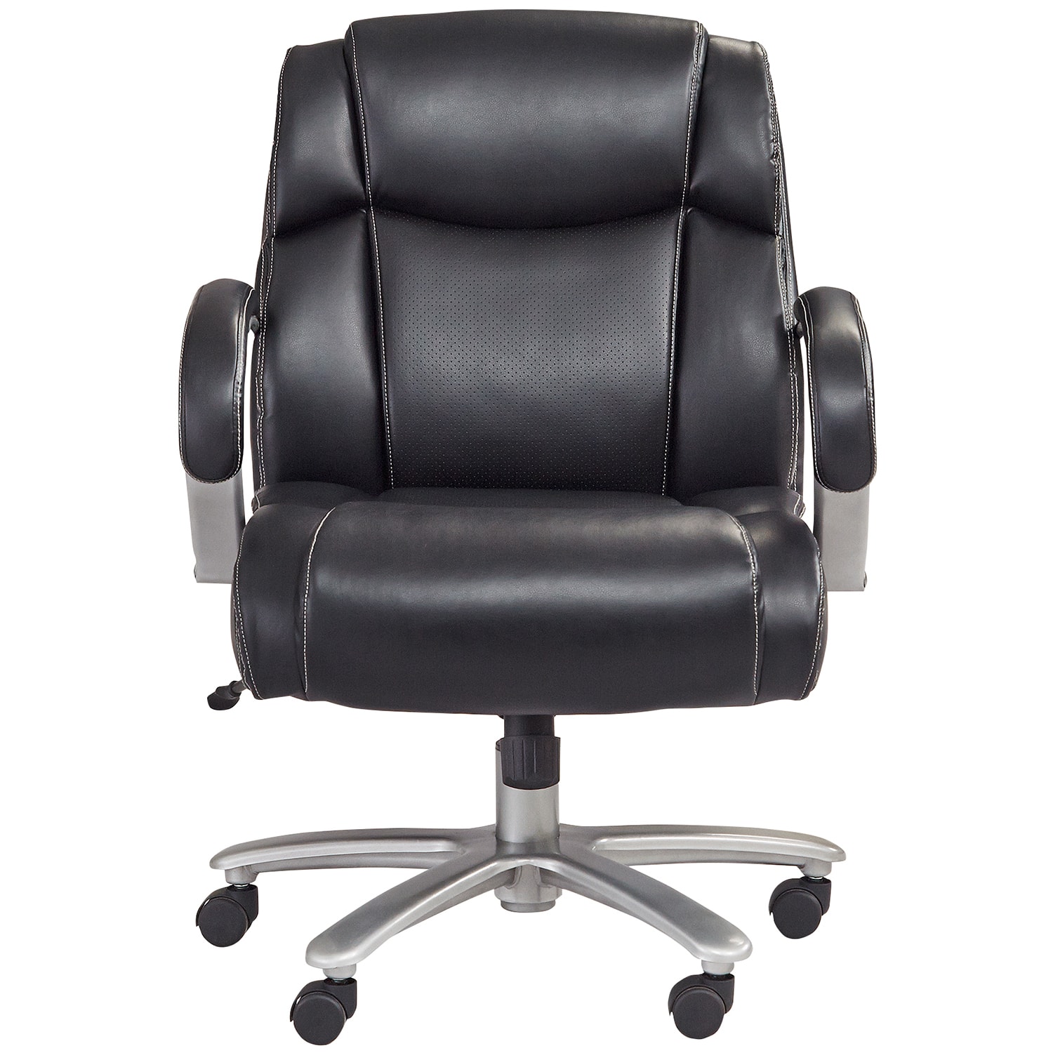 Safco Lineage Big and Tall MidBack Task Chair, Black Leather Seat and