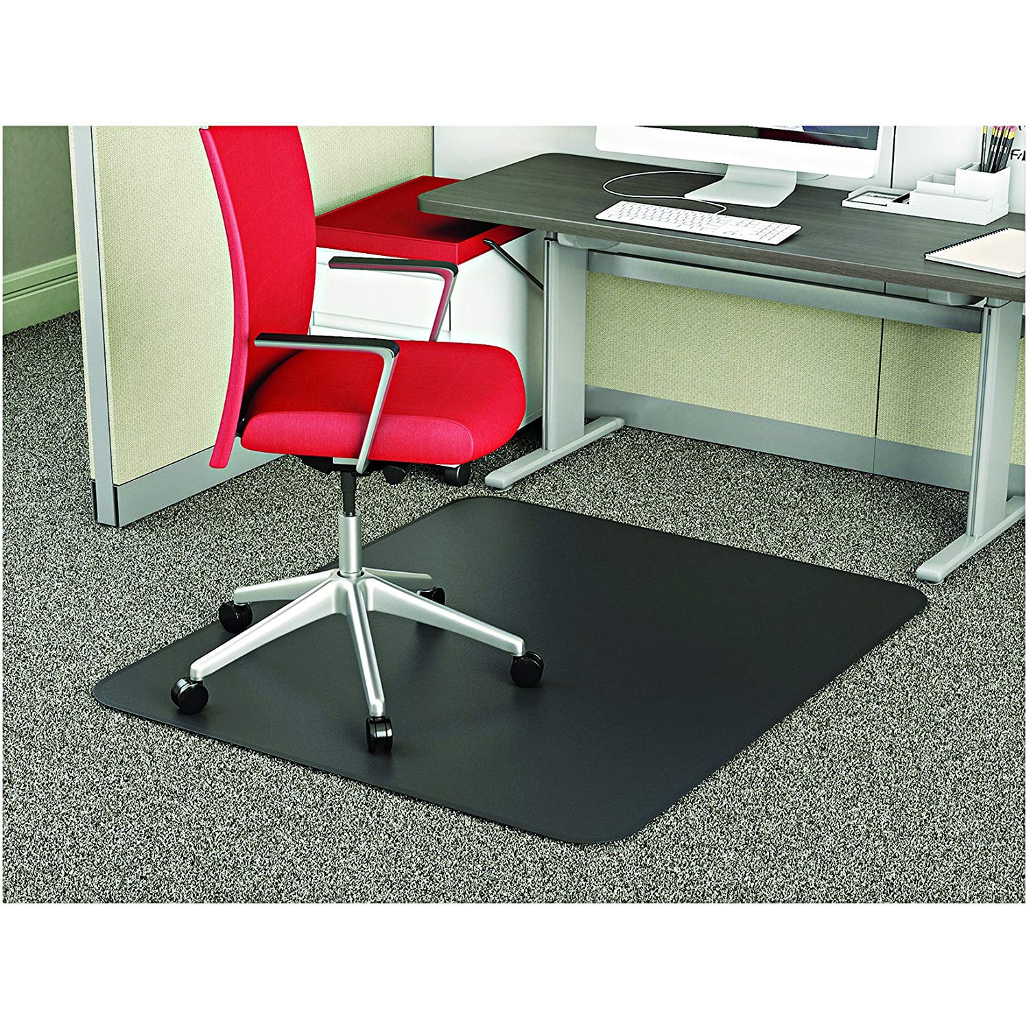 Deflecto SuperMat StuddedBack Chairmat For Medium Pile Carpet, Black