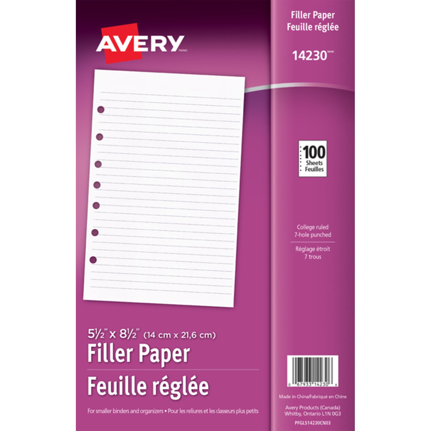Avery CollegeRuled Filler Paper, White, Lined, 5 1/2" x 8 1/2", 100