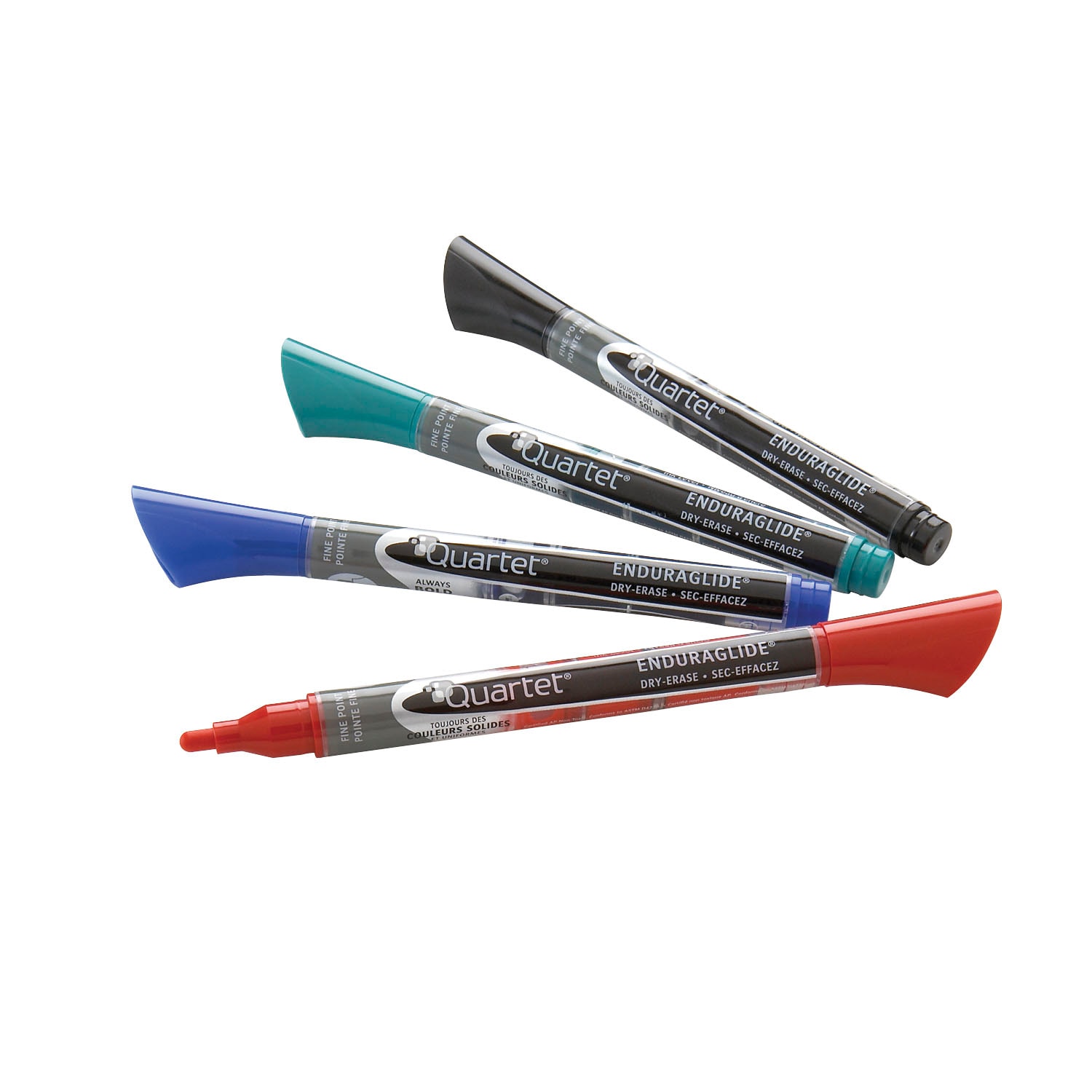 Quartet® EnduraGlide DryErase Markers, Assorted, Fine Tip, 4/PK