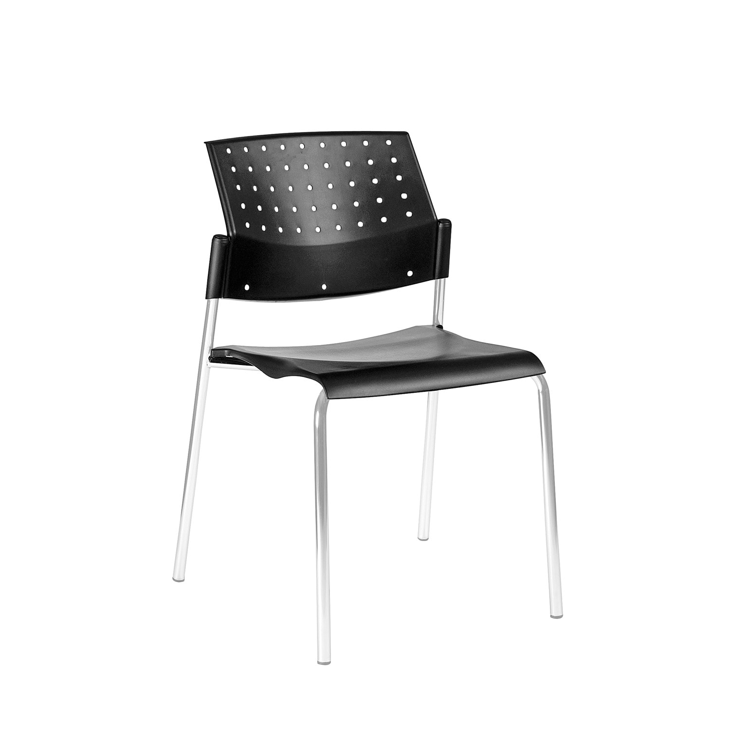 Global Sonic Armless Stacking Chairs, Black Polypropylene Seat/Back, 2