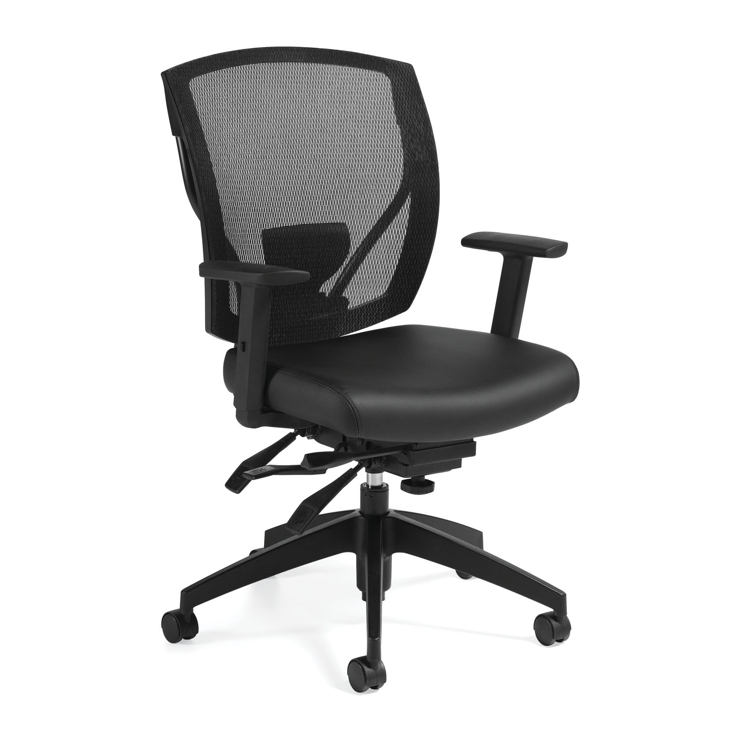 Offices to Go Ibex MidBack MultiTilter Ergonomic Chair, Black Luxhide