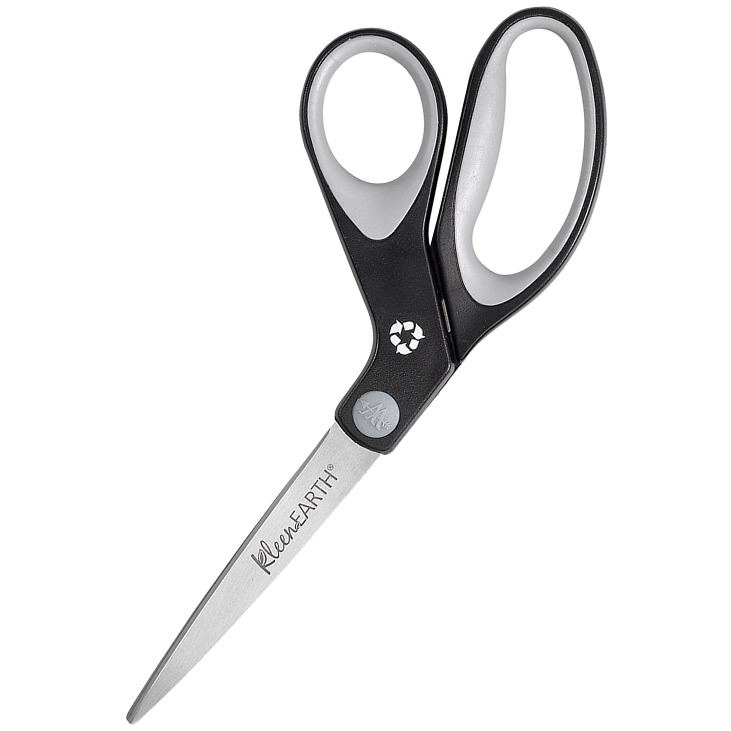 Westcott KleenEarth StainlessSteel Scissors, Black/Grey Soft Handle, 8