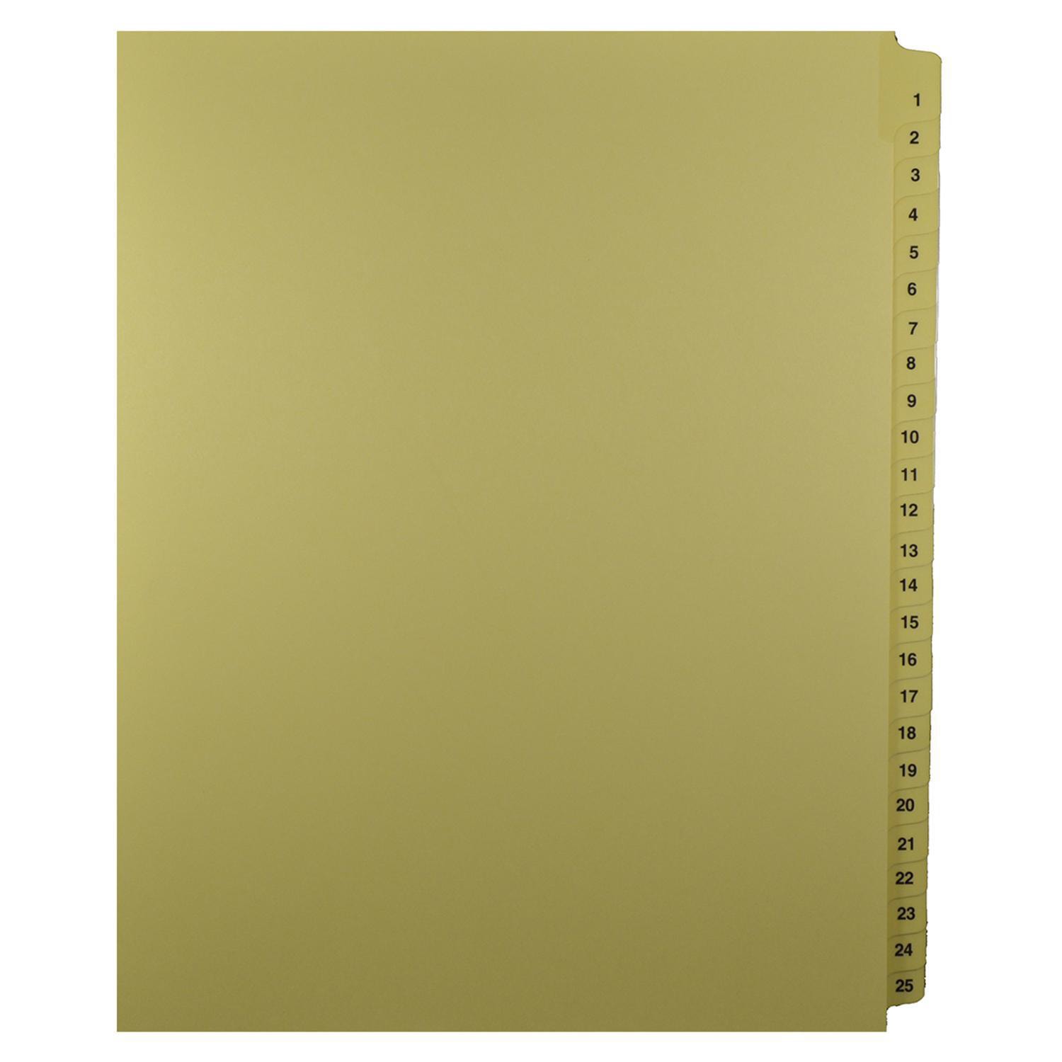 Mark Maker Buff Legal Index Tabs 125, 1/25th Cut, With Numbered Sets