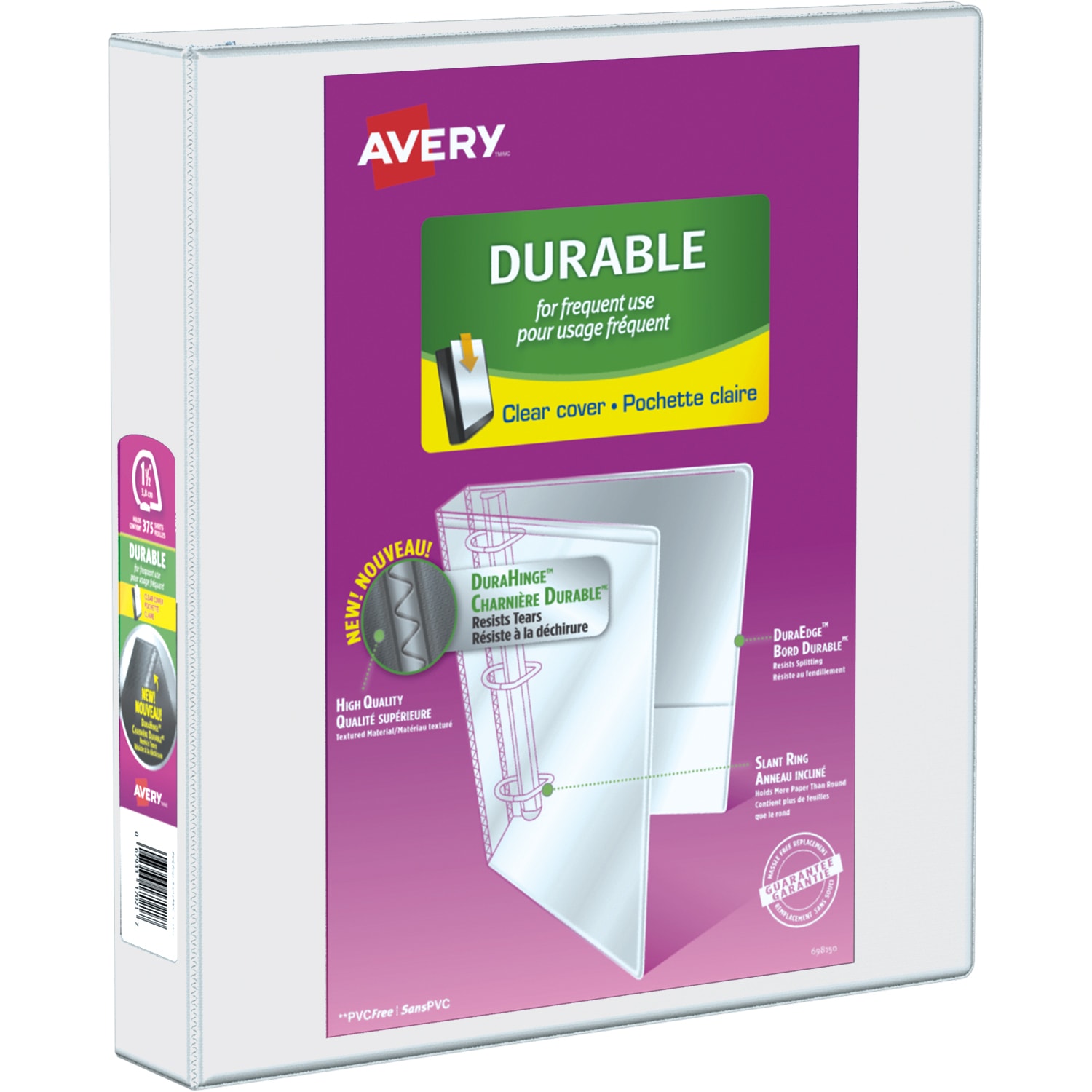 Avery 11/2" Durable View SlantD Ring LetterSize Presentation Binder