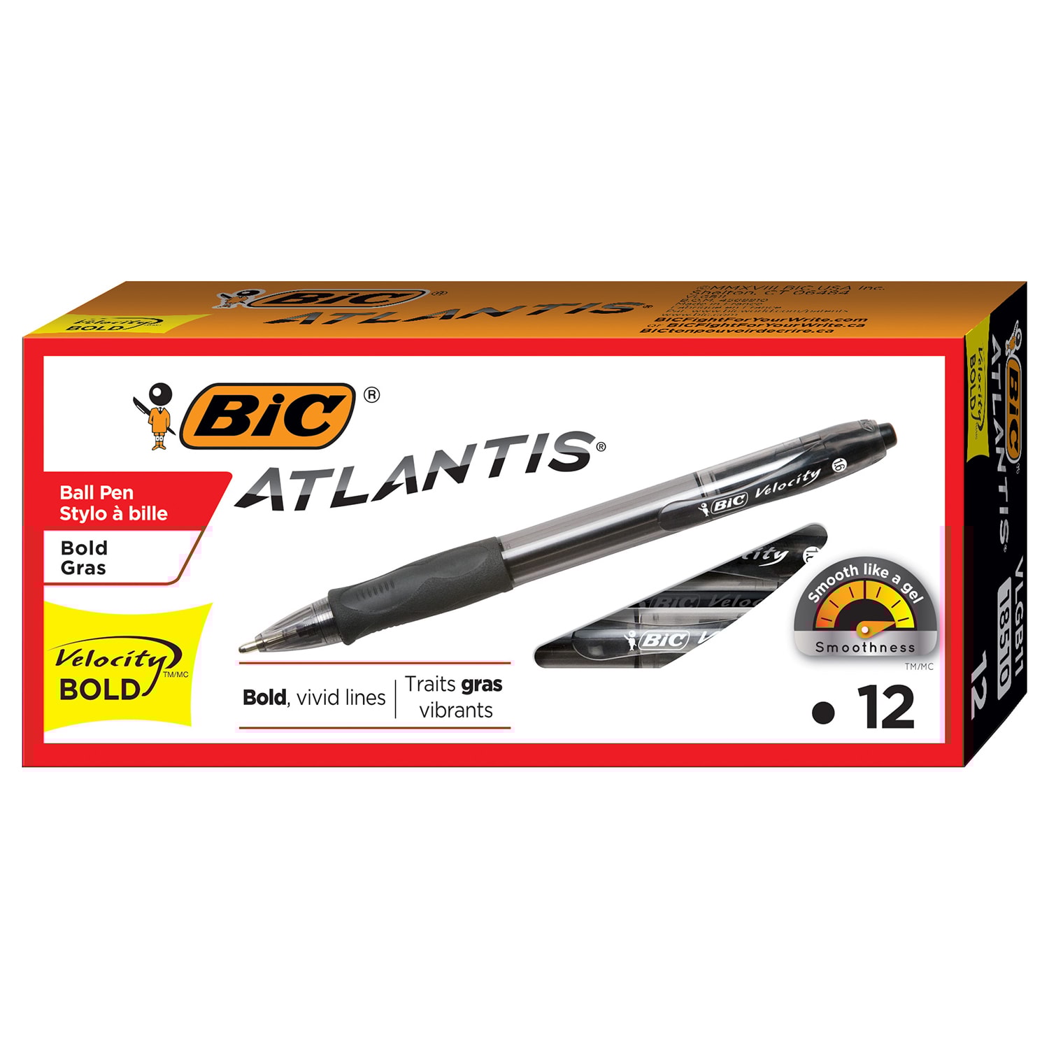BIC Velocity Ballpoint Retractable Pen, Black, Bold 1.6 mm Grand & Toy