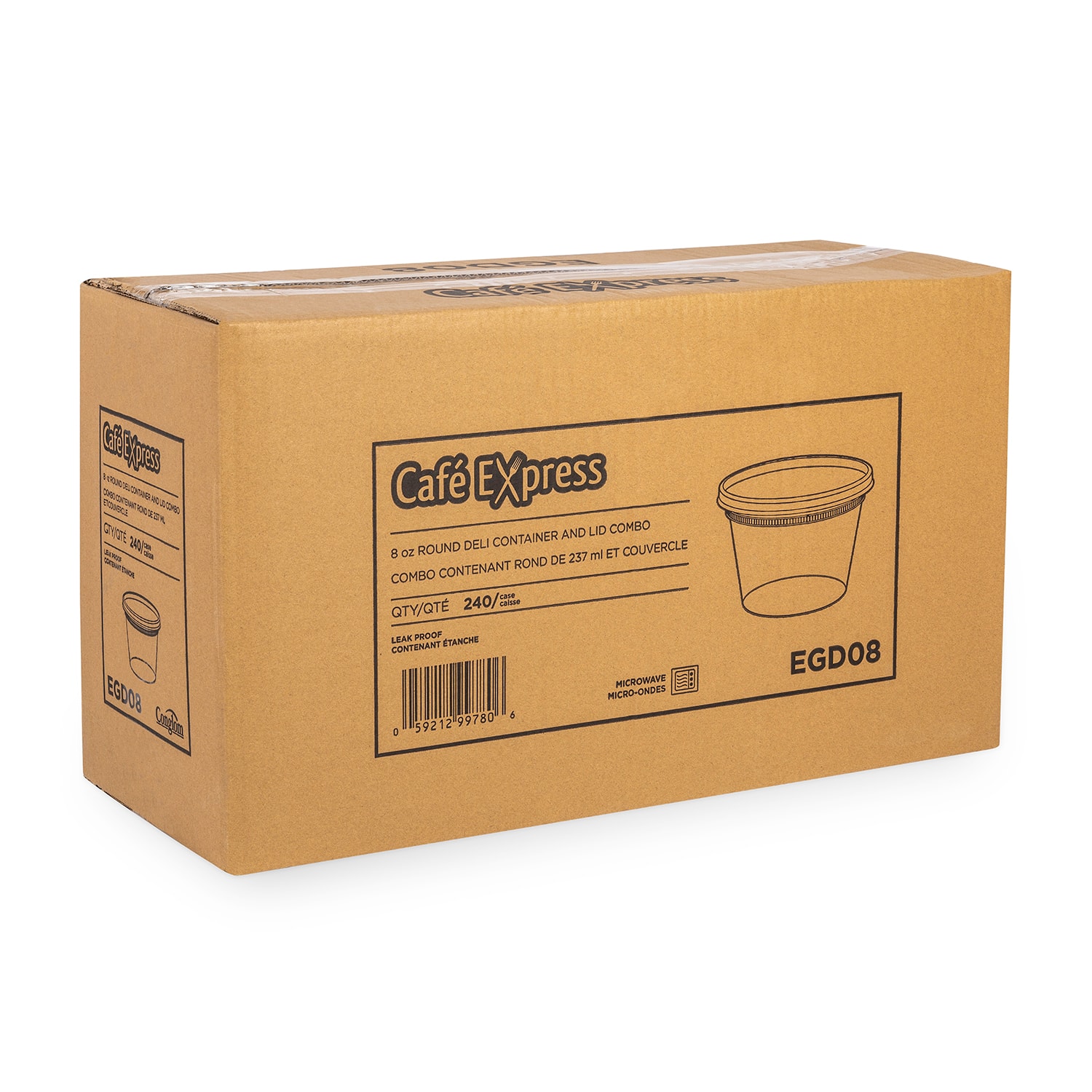 Café Express Round Deli Cups with Lids, Clear, 8 oz, 240/CT Grand & Toy