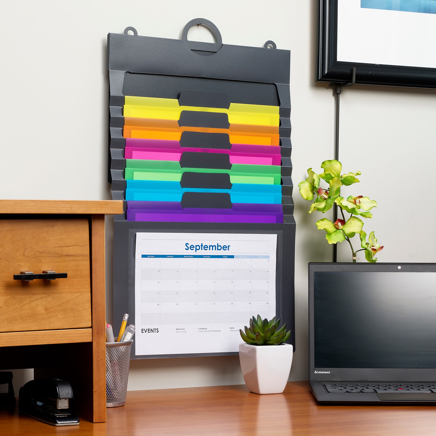 Smead Cascading 6Pocket Wall Organizer Gen 2, Grey/Bright, LetterSize