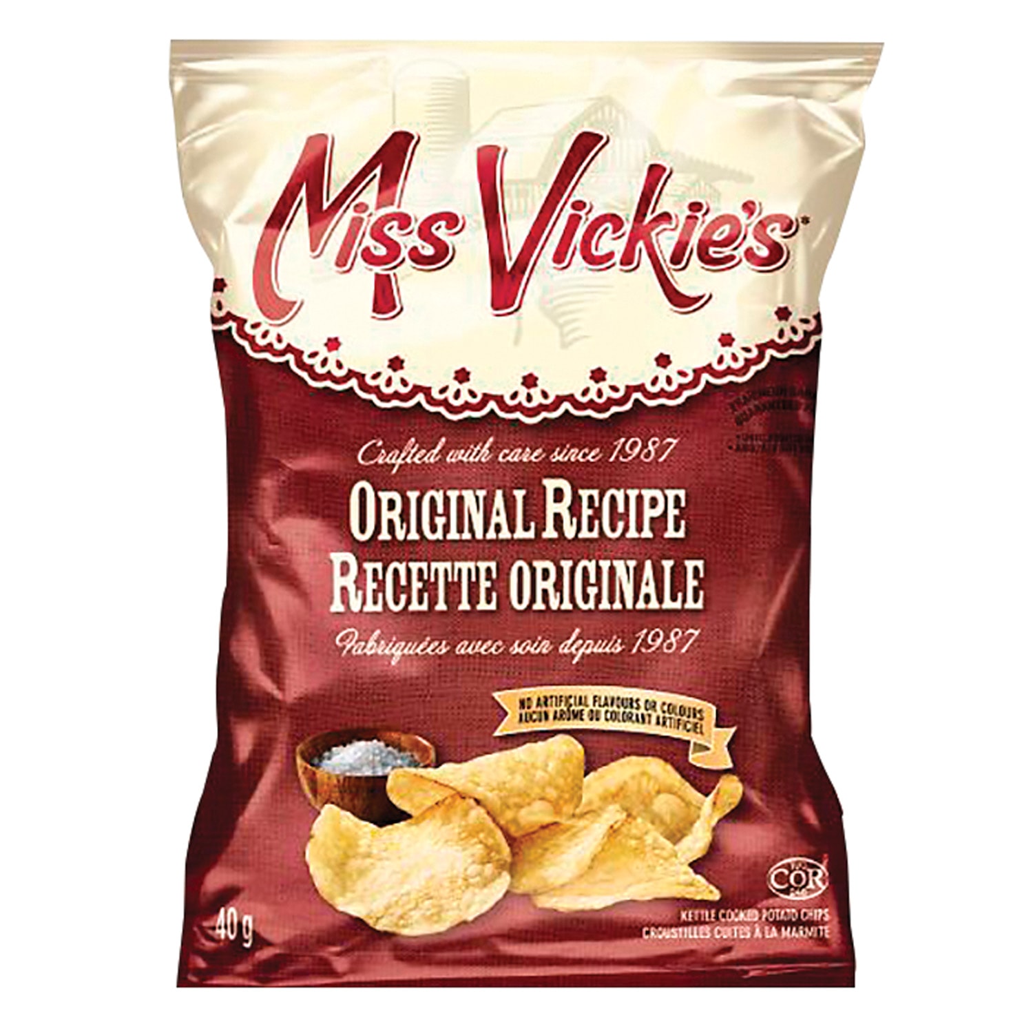 Miss Vickie's Potato Chips, Original, 40 g, 40/CT Grand & Toy