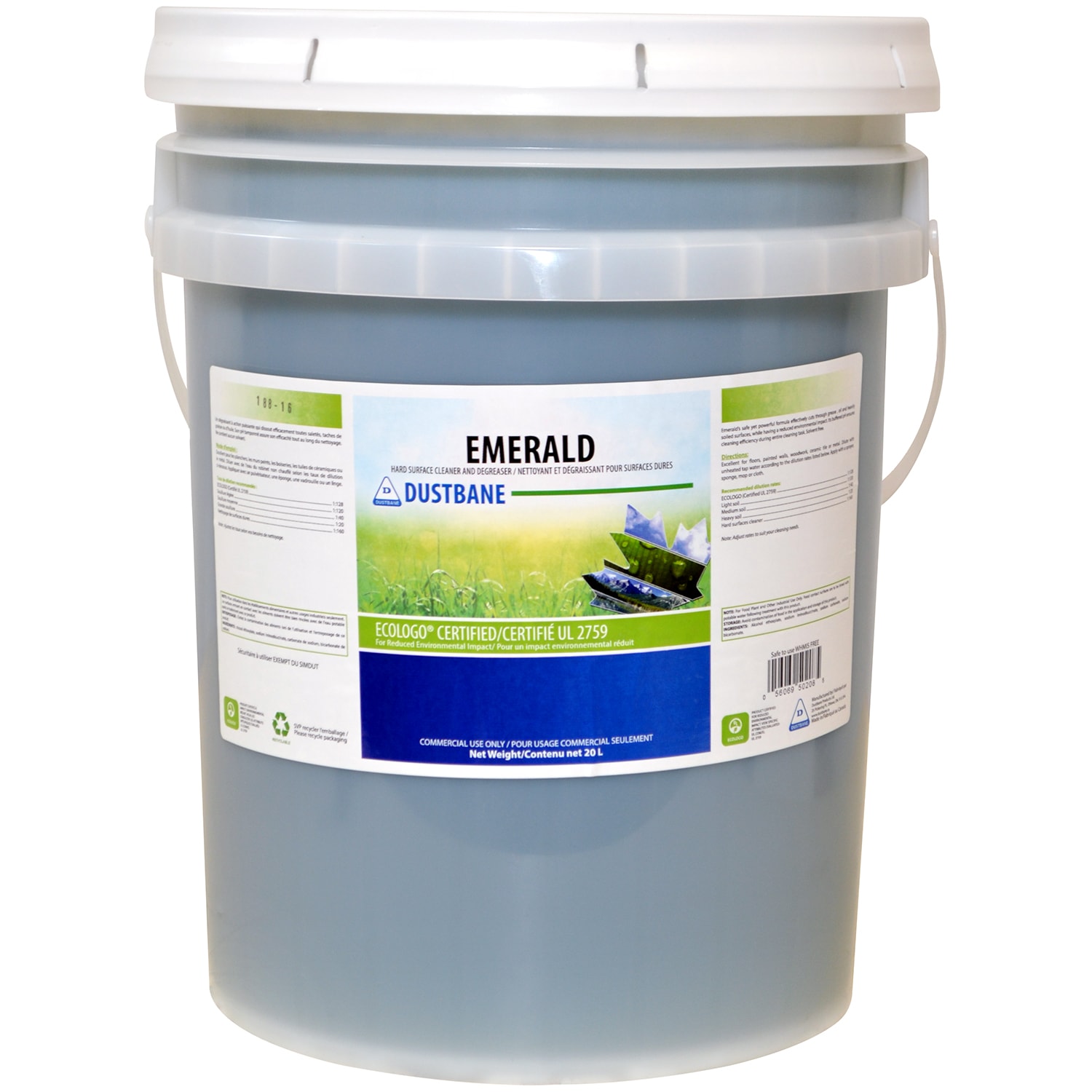 Dustbane Emerald Hard Surface Cleaner and Degreaser, 20 L Pail Grand
