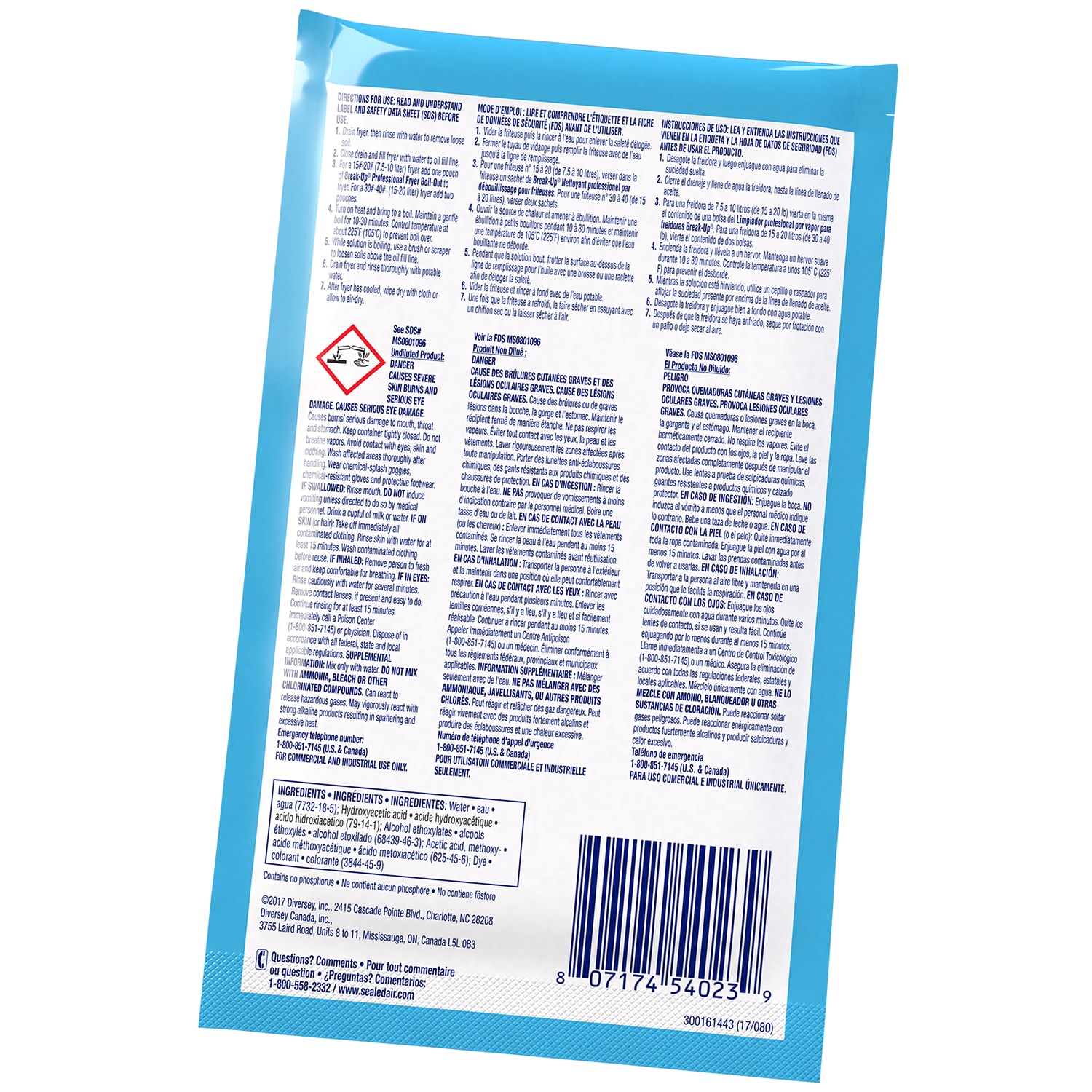 Diversey BreakUp Professional Fryer BoilOut, 59 mL Packet, 36/CT