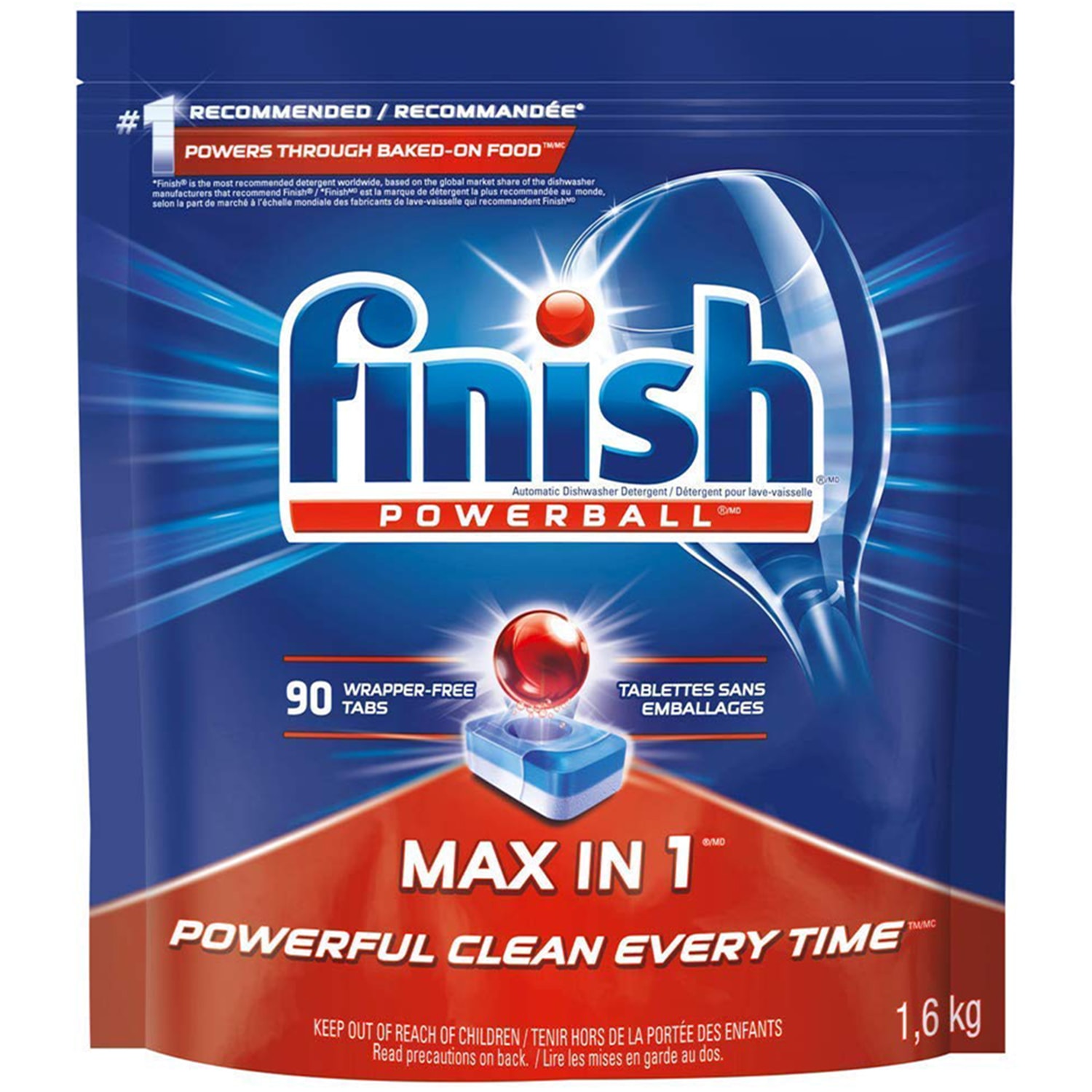 Finish Powerball Maxin1 Dishwasher Detergent Tabs, Fresh Scent, 90/PK