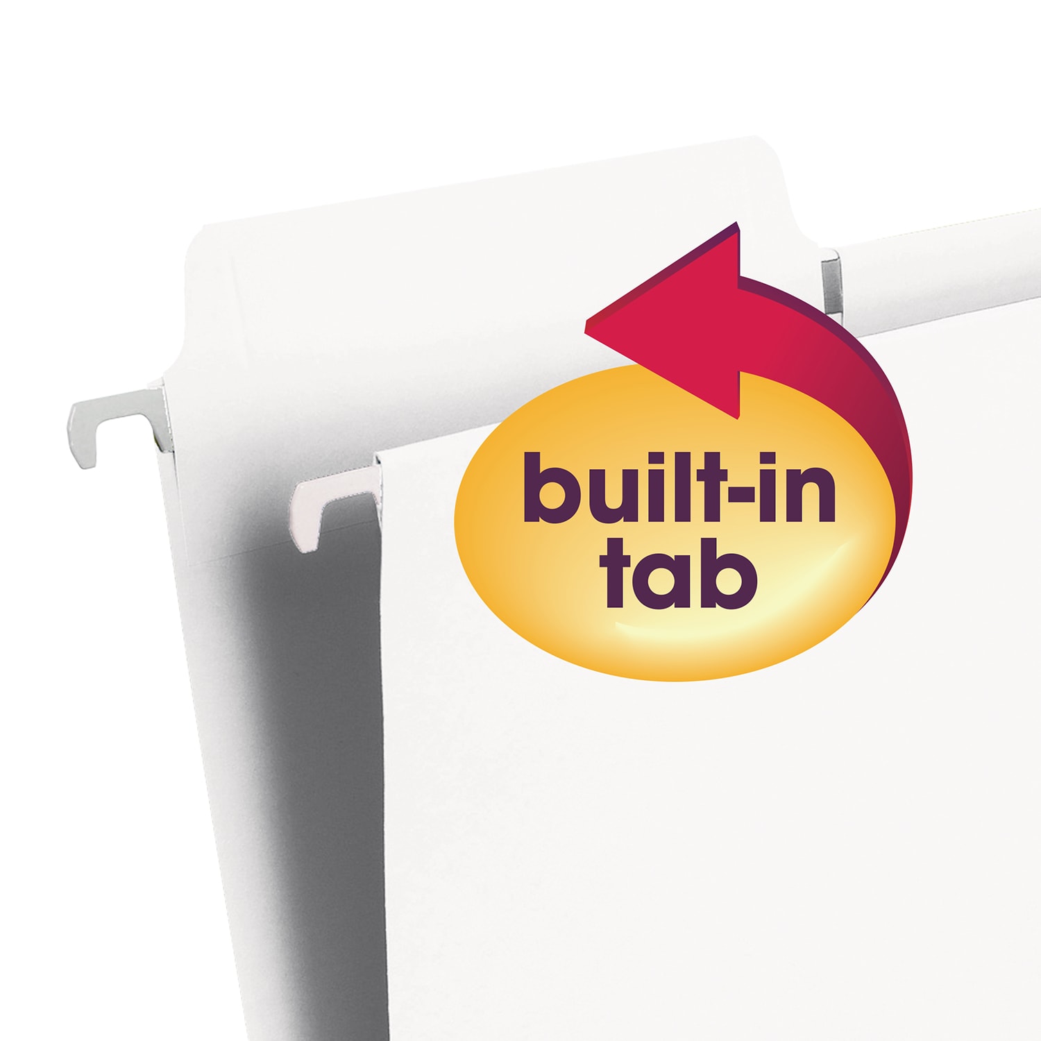 Smead FasTab Hanging File Folders with 1/3Cut BuiltIn Tab, White