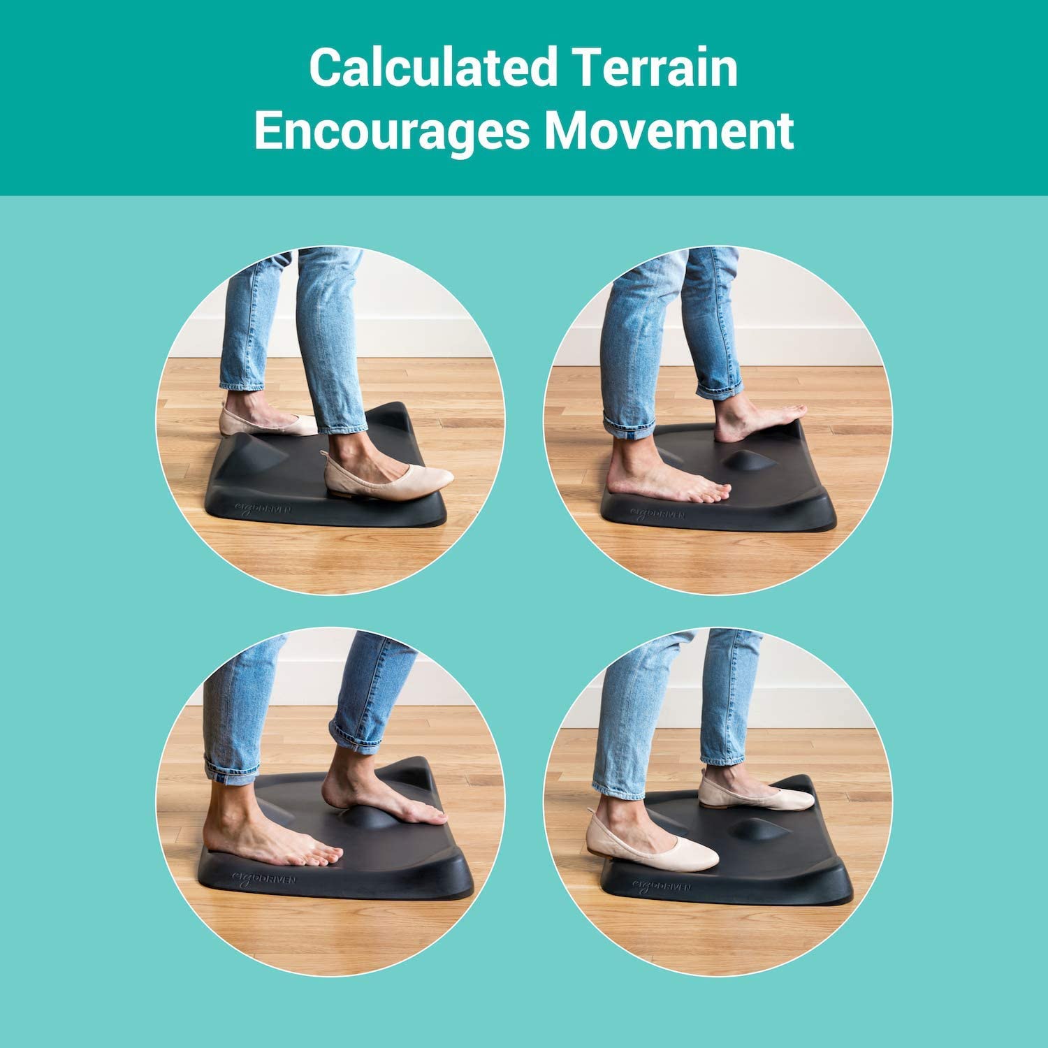 ErgoDriven Topo Mini NotFlat Standing Desk AntiFatigue Mat, Obsidian