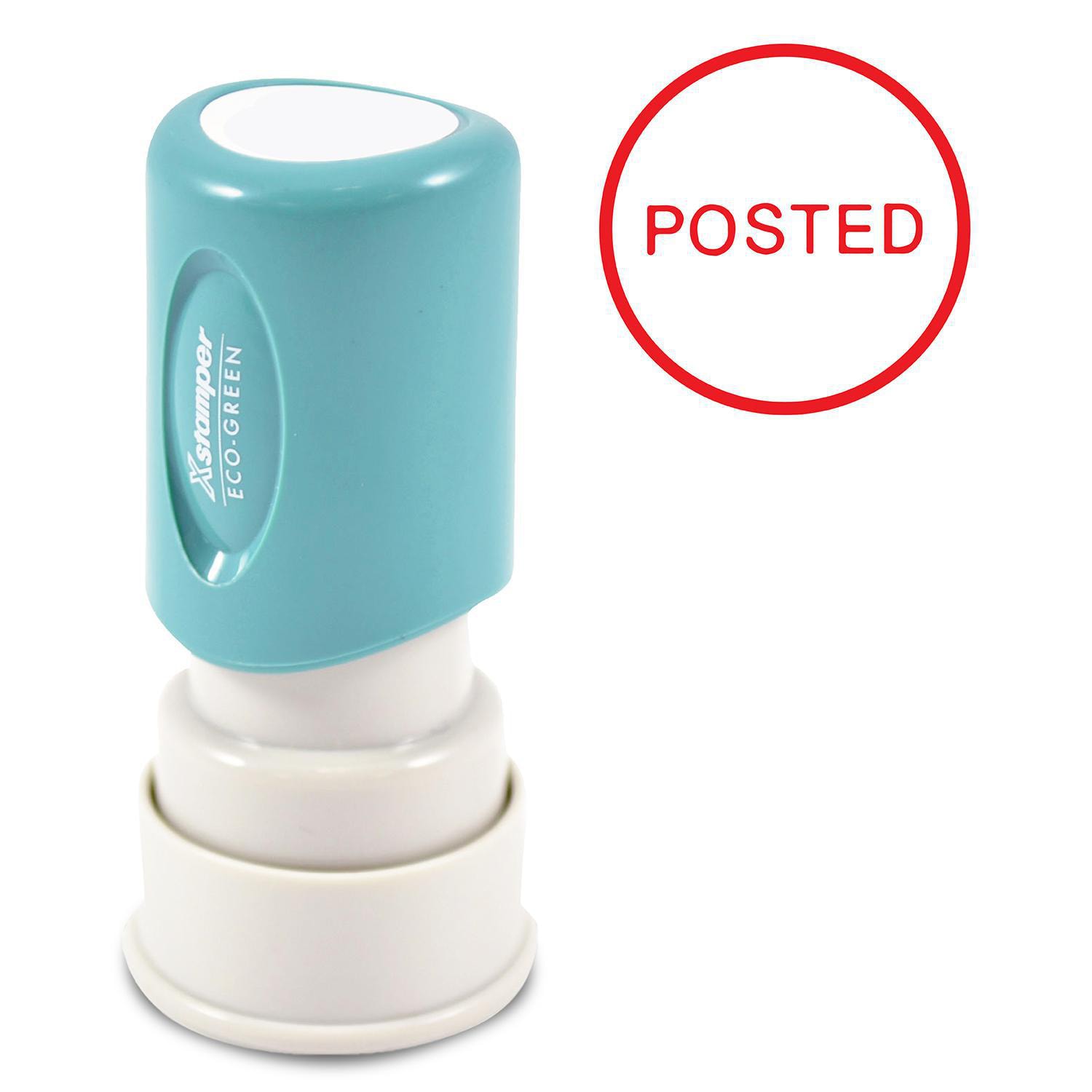 Xstamper Round PreInked Stamp, POSTED, Red Ink, 5/8" Diameter Grand