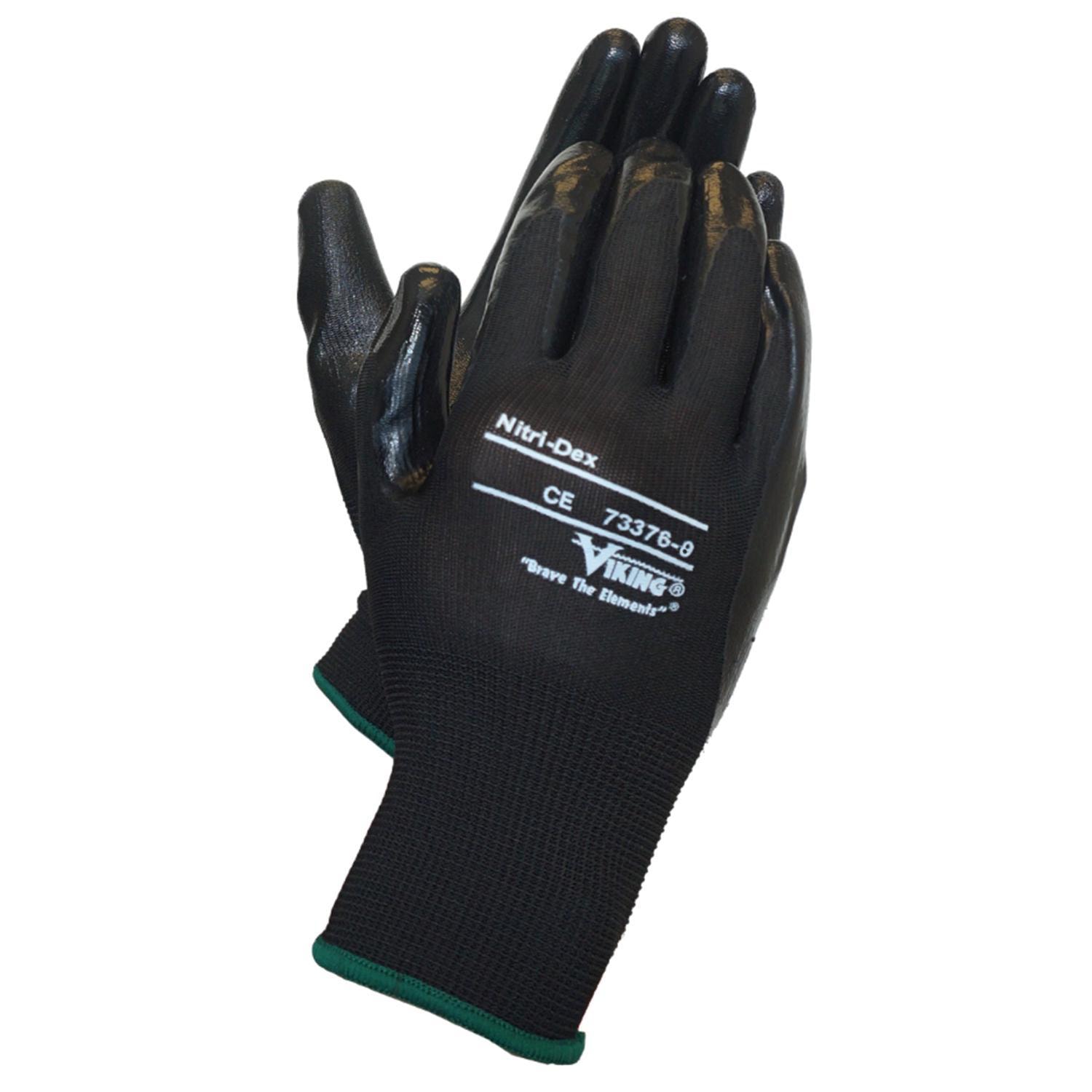 Viking 73376 NitriDex Work Gloves, Black, Medium, 1 Pair Grand & Toy