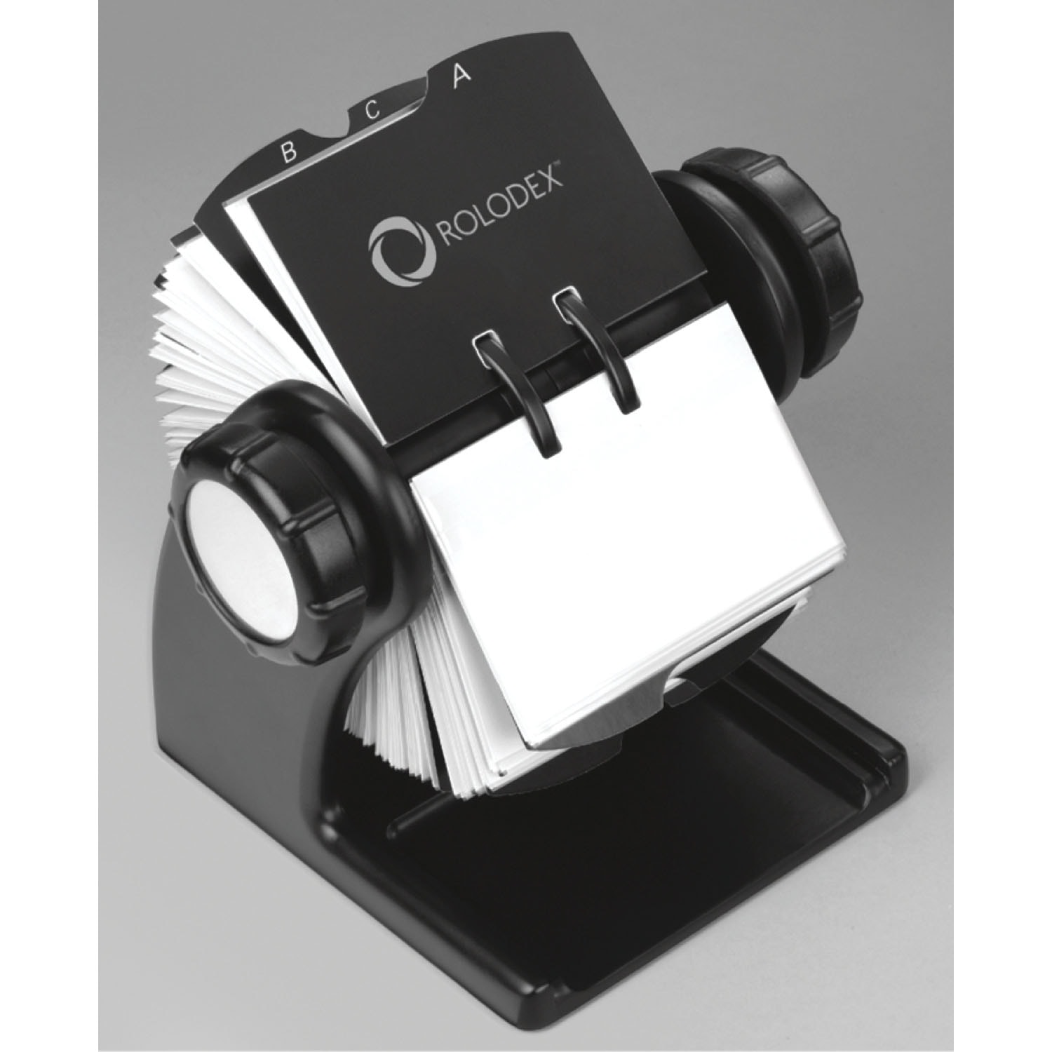 Rolodex WoodTones Black Wood Rotary Card File | Grand & Toy