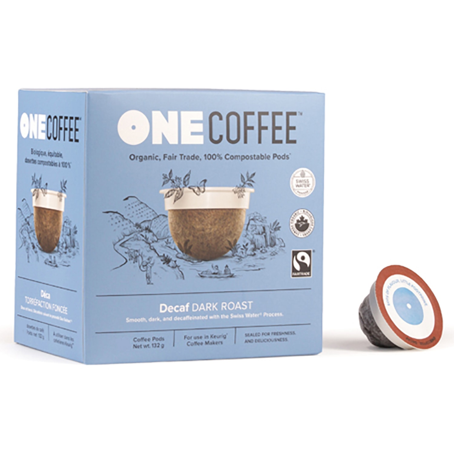One Coffee SingleServe Coffee Pods, Decaffeinated, Box of 18 Grand & Toy