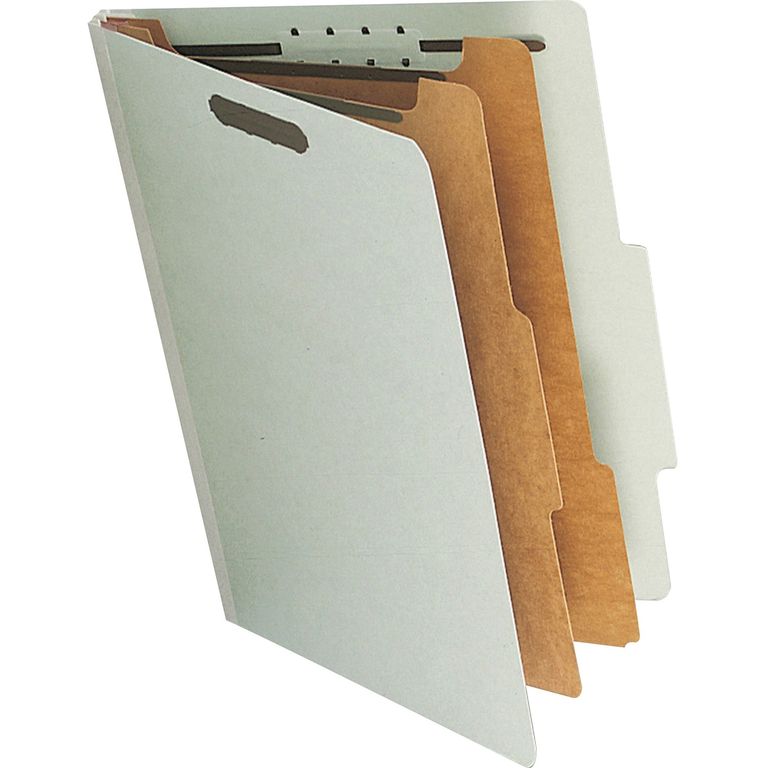 Smead Pressboard 2Divider Classification Folders, Grey/Green, Legal
