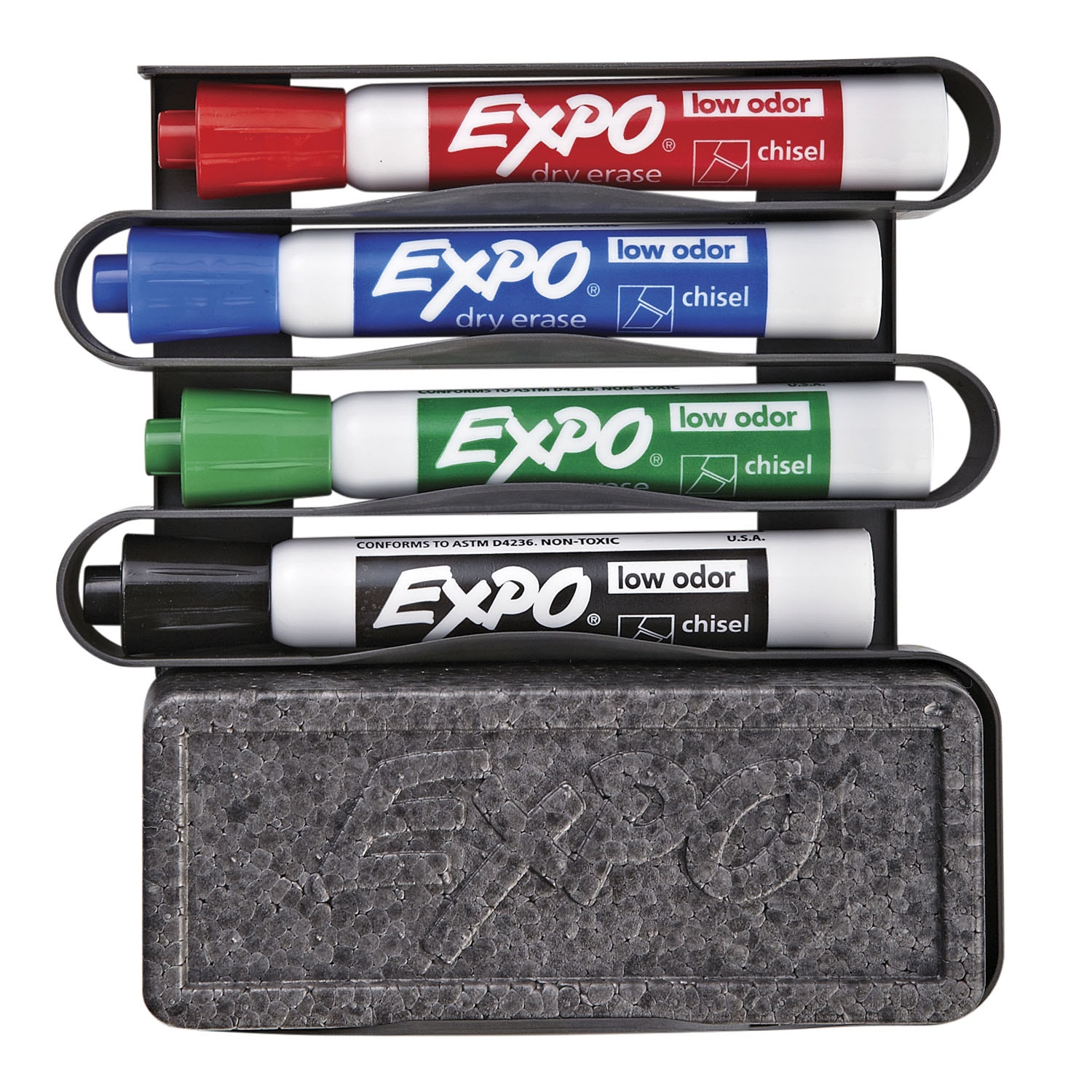 Expo DryErase Caddy with Eraser and ChiselTip Markers