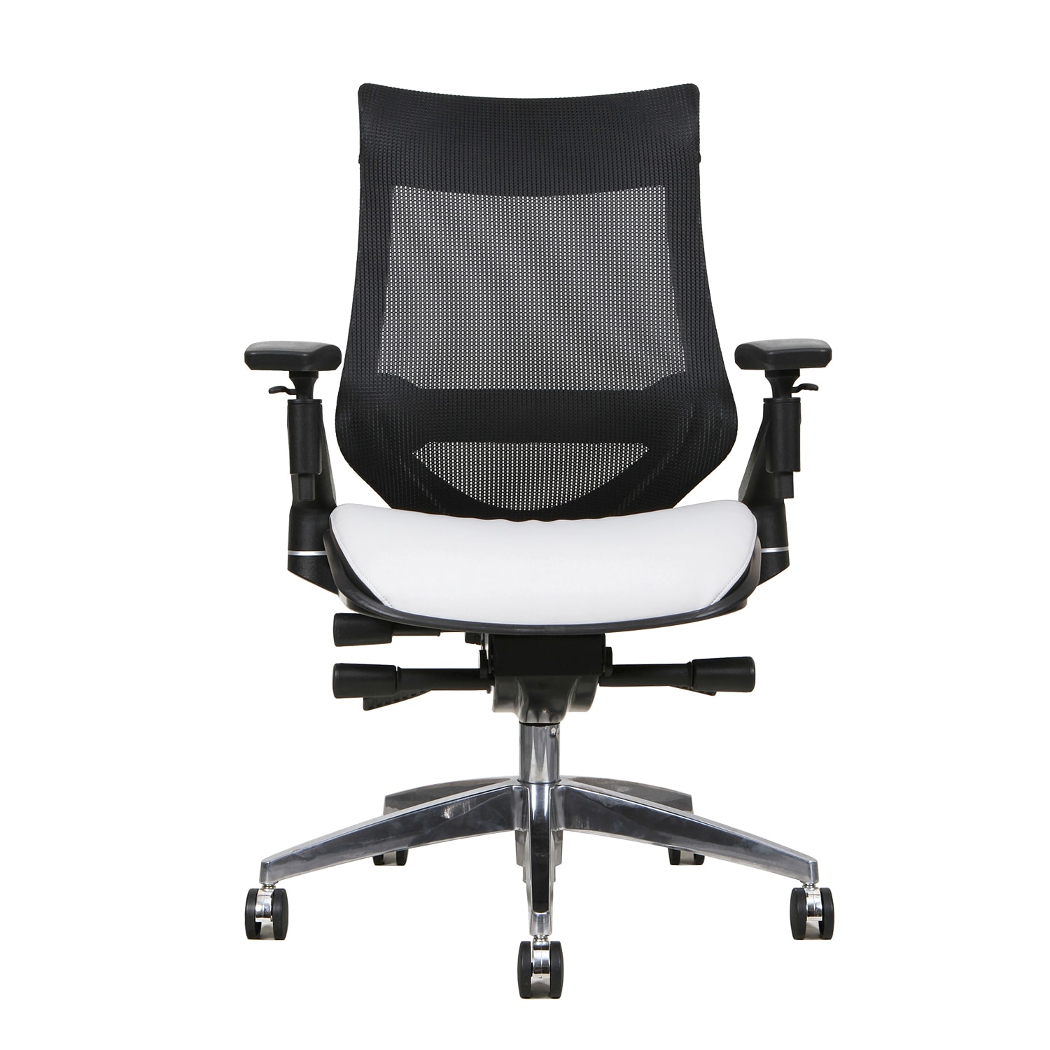 TygerClaw MidBack Office Chair, White, Bonded Leather Seat/Mesh Back Grand & Toy