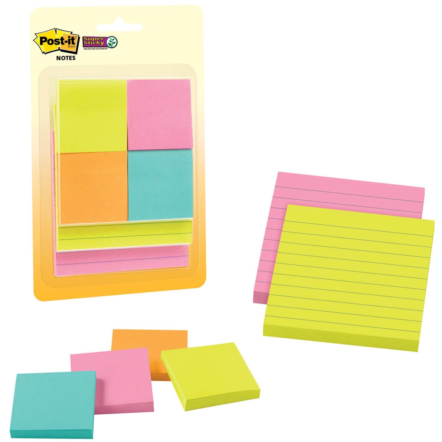 Postit® Super Sticky Notes Combo Pack in Assorted Colours, Lined
