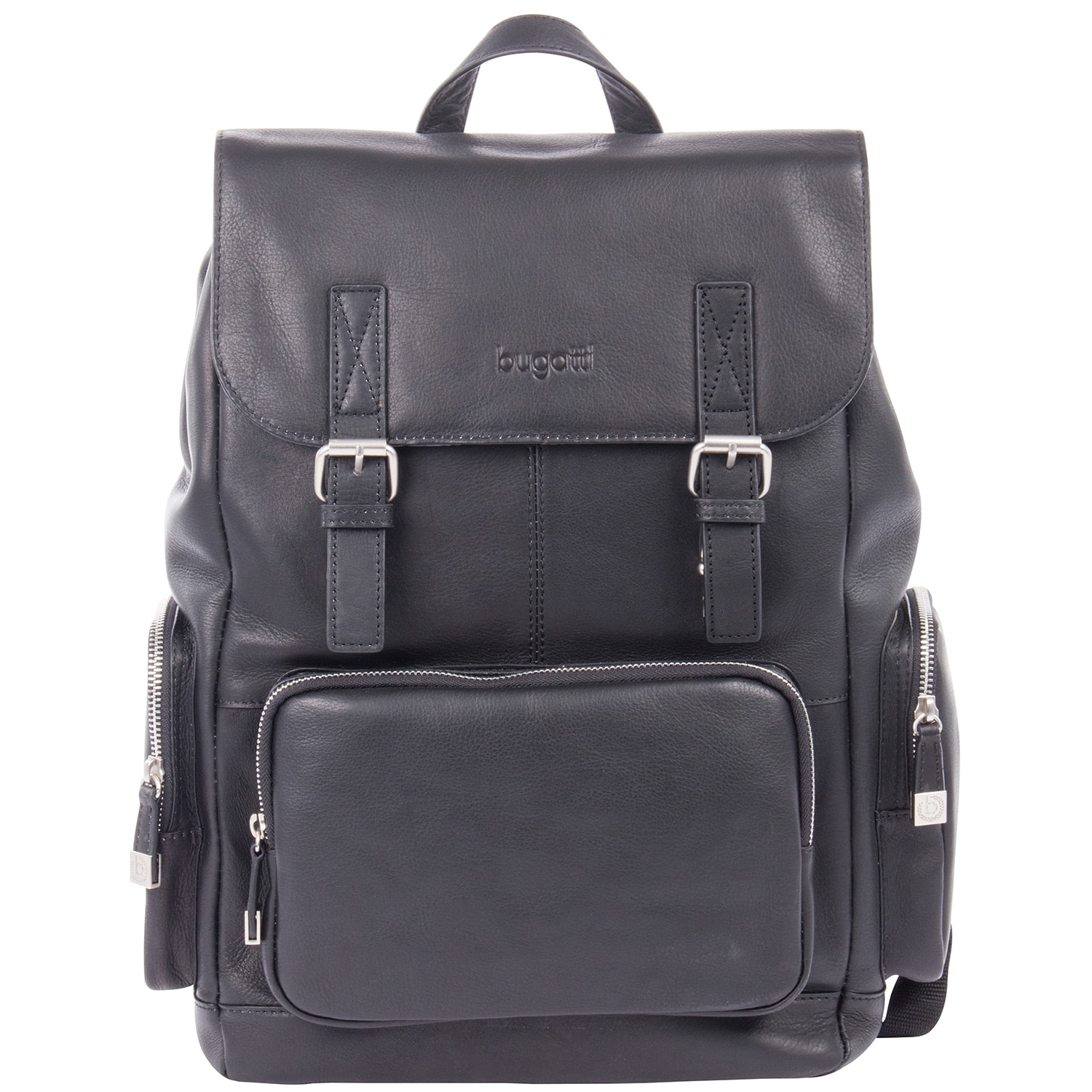 Bugatti 15.6" Black Leather Laptop Backpack Grand & Toy