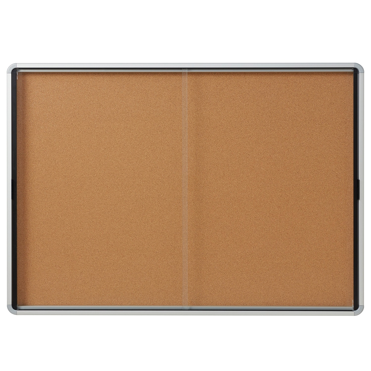 Quartet® Enclosed Cork Bulletin Board, 18Sheet, Sliding Door, 56" x 39