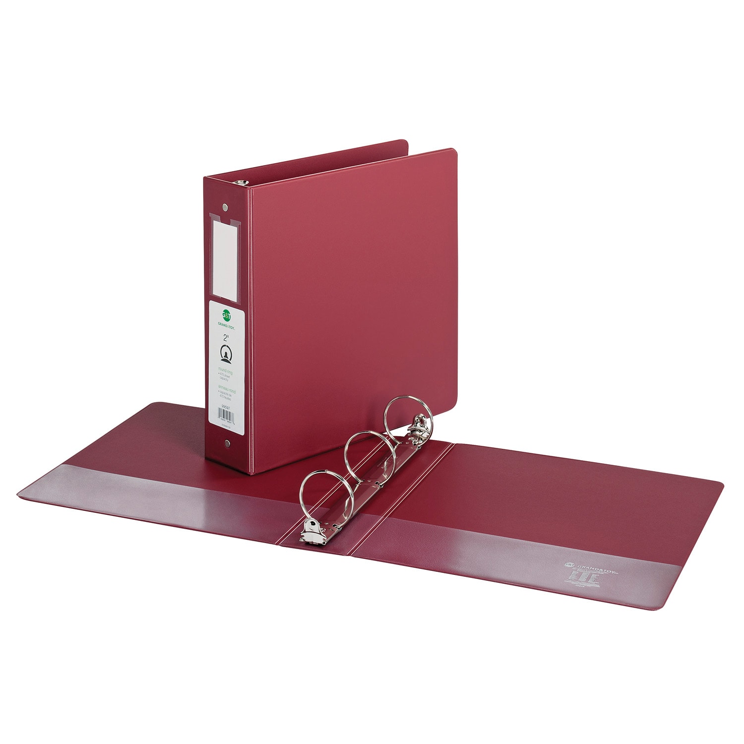 Grand & Toy 2" Economy Binder, RoundRing, Burgundy, LetterSize (8 1/2