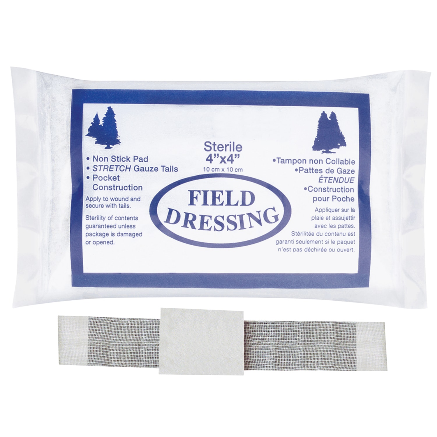 SAFECROSS First Aid Compress Bandage, Field Dressing, 4" x 4" Grand & Toy