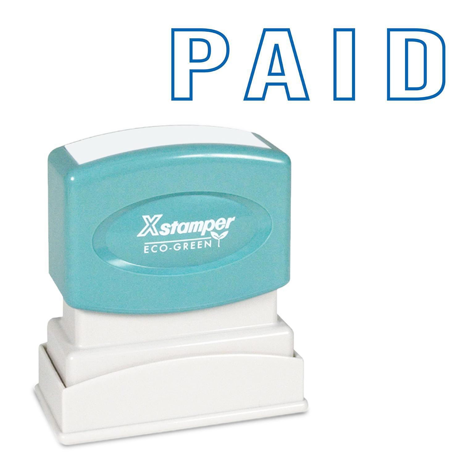 Xstamper Stock Stamp, PAID, Blue Ink, 1/2" x 1 5/8" Grand & Toy