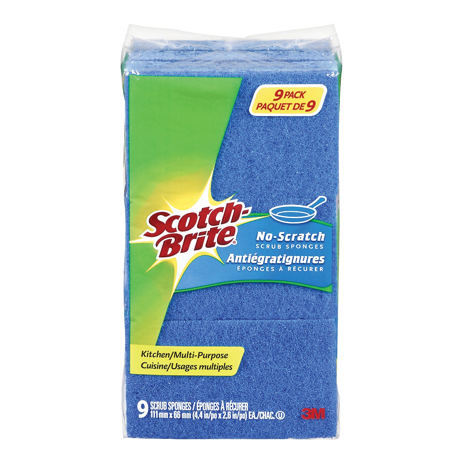 ScotchBrite Scrub Sponges, NoScratch, Blue, 9/PK Grand & Toy