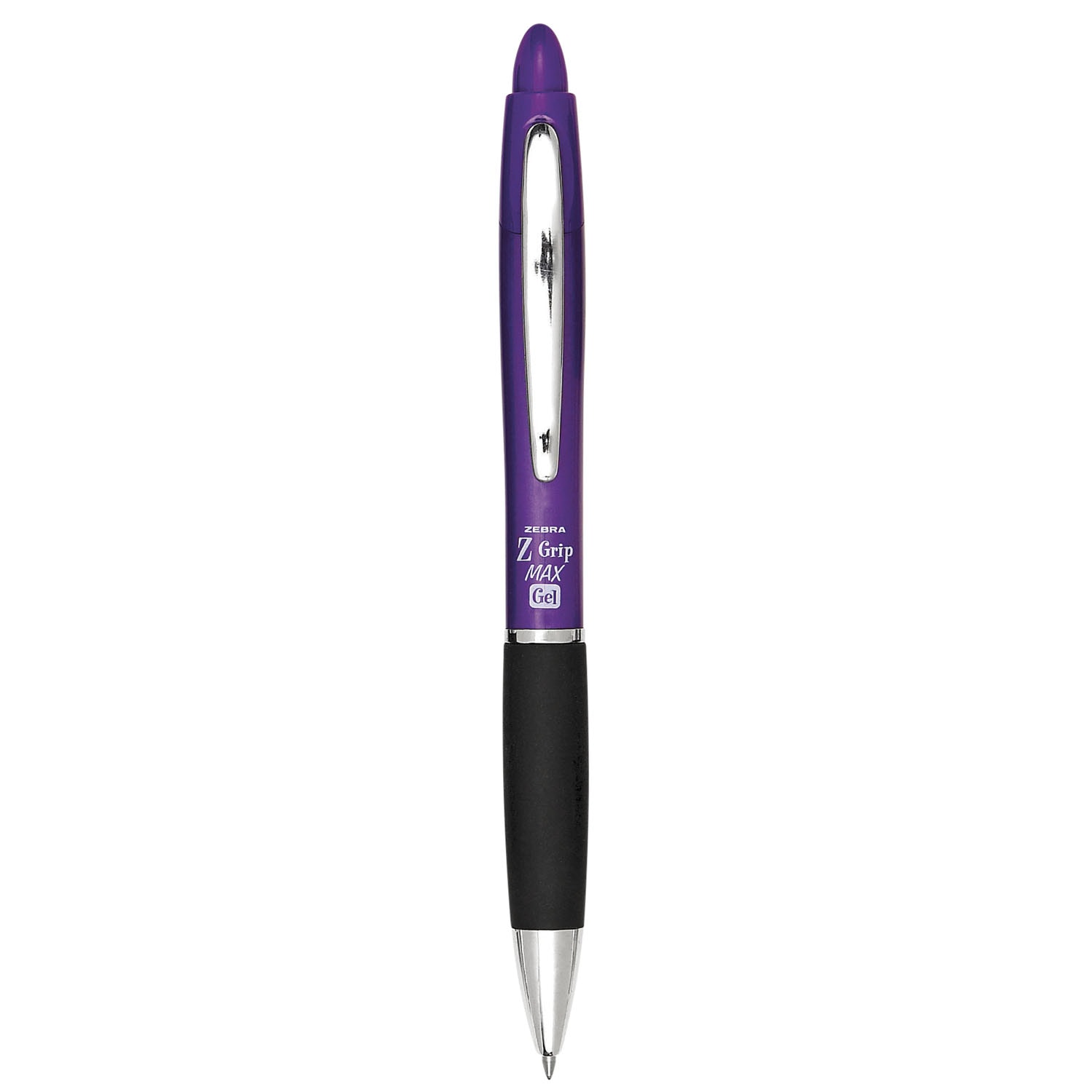 Zebra ZGrip Max Retractable Gel Pens, Purple, Medium 0.7 mm, Box of 12