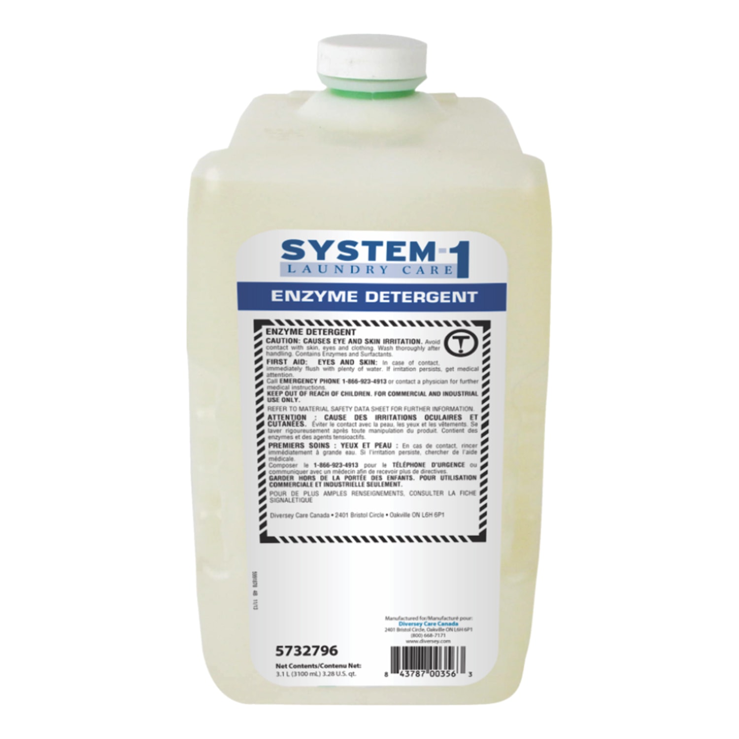 Diversey System 1 Laundry Enzyme Detergent for TED System, 3,100 mL, 2