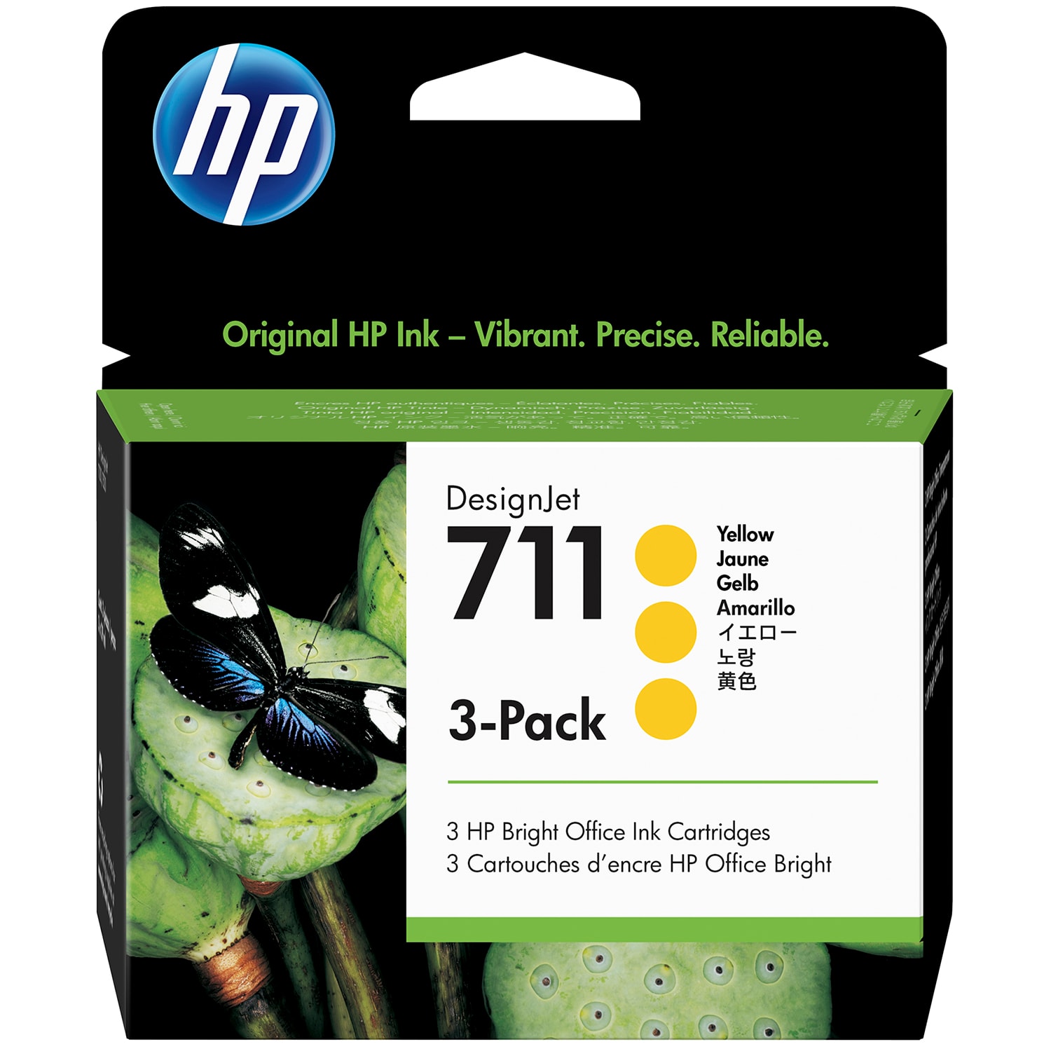 HP 711 Yellow DesignJet Ink Cartridges, 29 mL, 3/PK (CZ136A