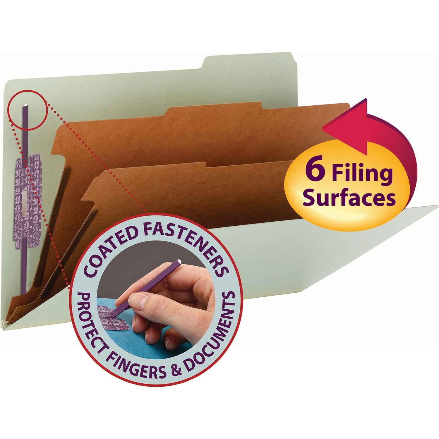 Smead Pressboard 2Divider Classification Folder with SafeSHIELD