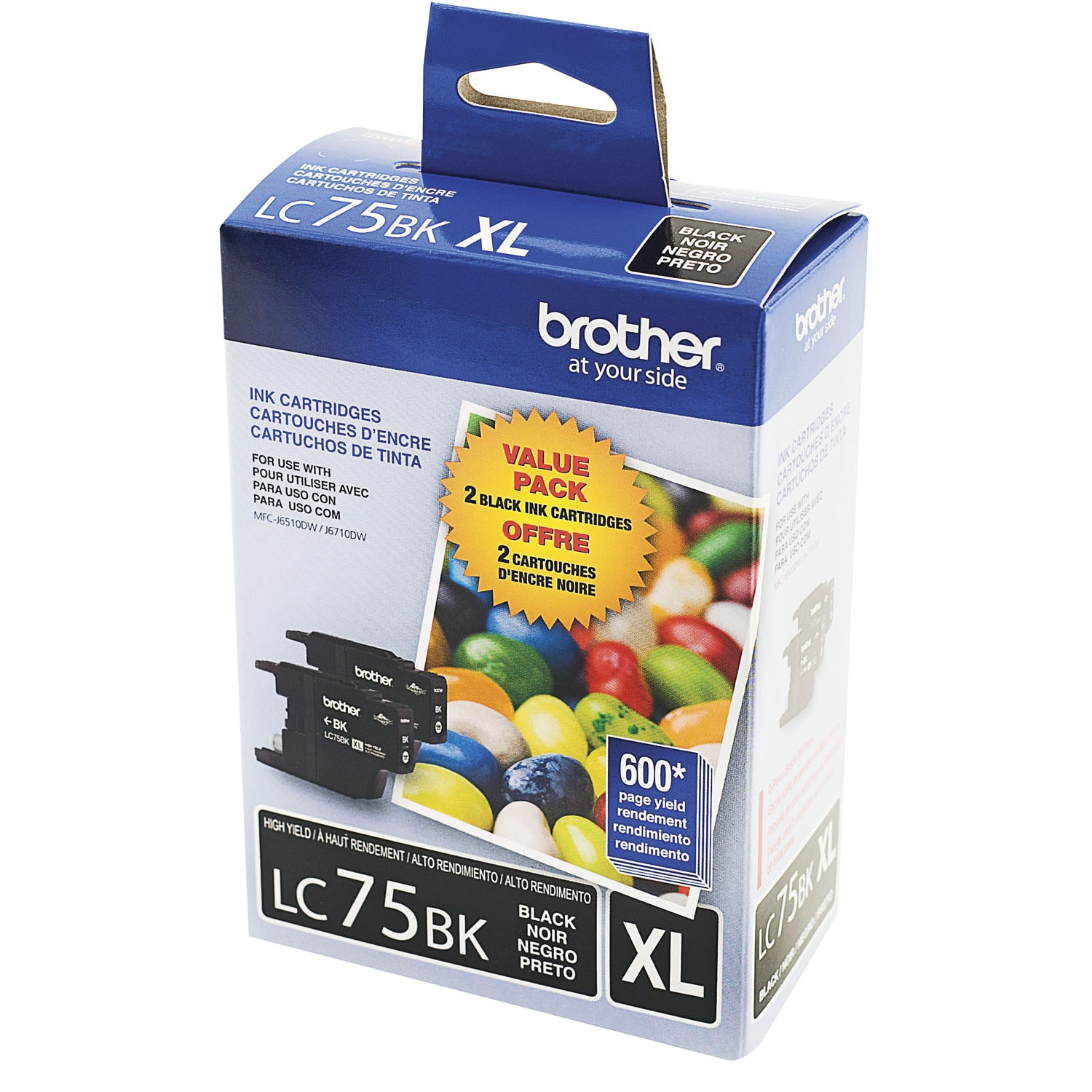 Brother LC75 Black High Yield Ink Cartridge, 2/PK (LC75BKS) Grand & Toy
