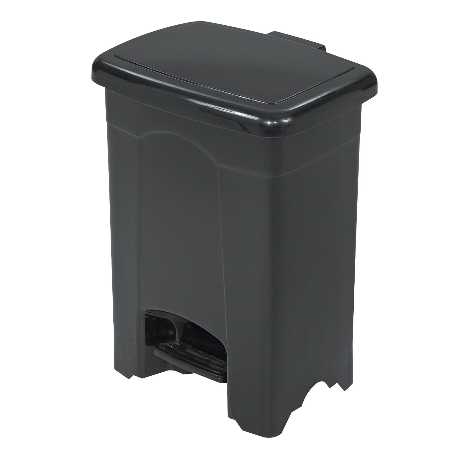 Safco Plastic StepOn Garbage Receptacle, Black, 4 Gallon Capacity