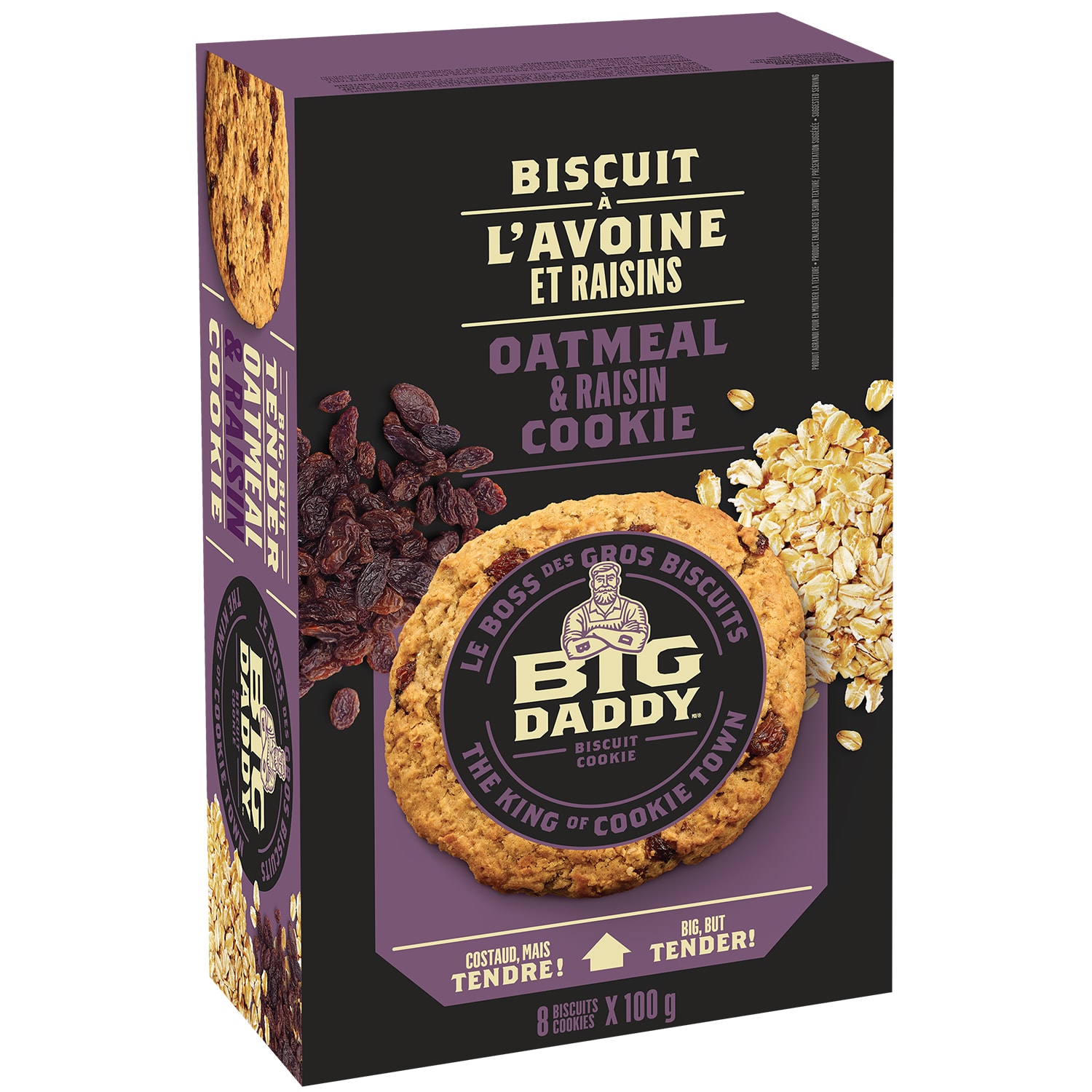 Big Daddy Biscuits, l'avoine et raisins, 100g, 8/boite Grand & Toy