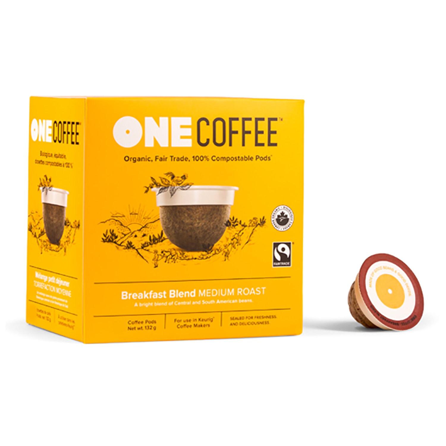 One Coffee SingleServe Coffee Pods, Breakfast Blend, Box of 18 Grand