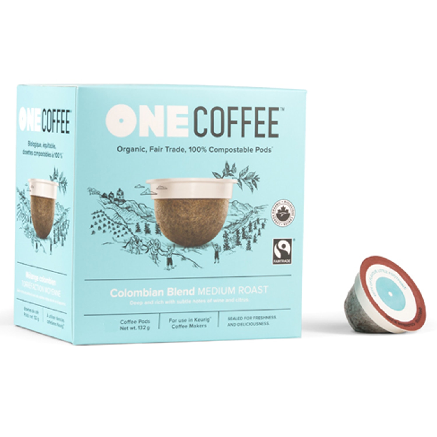 One Coffee SingleServe Coffee Pods, Colombian Blend, 18/BX Grand & Toy