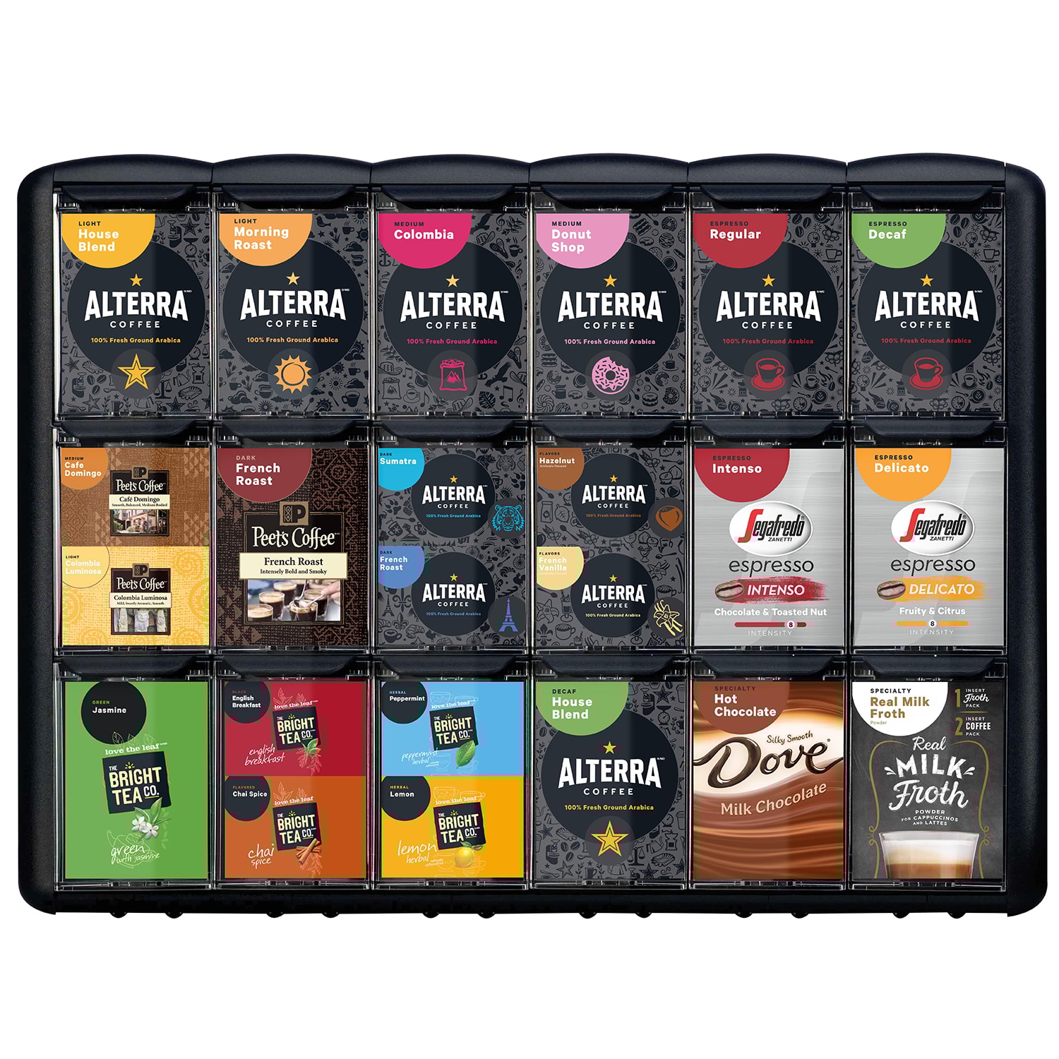 Flavia SingleServe Beverage Freshpack Merchandiser, 18 Drawer Grand